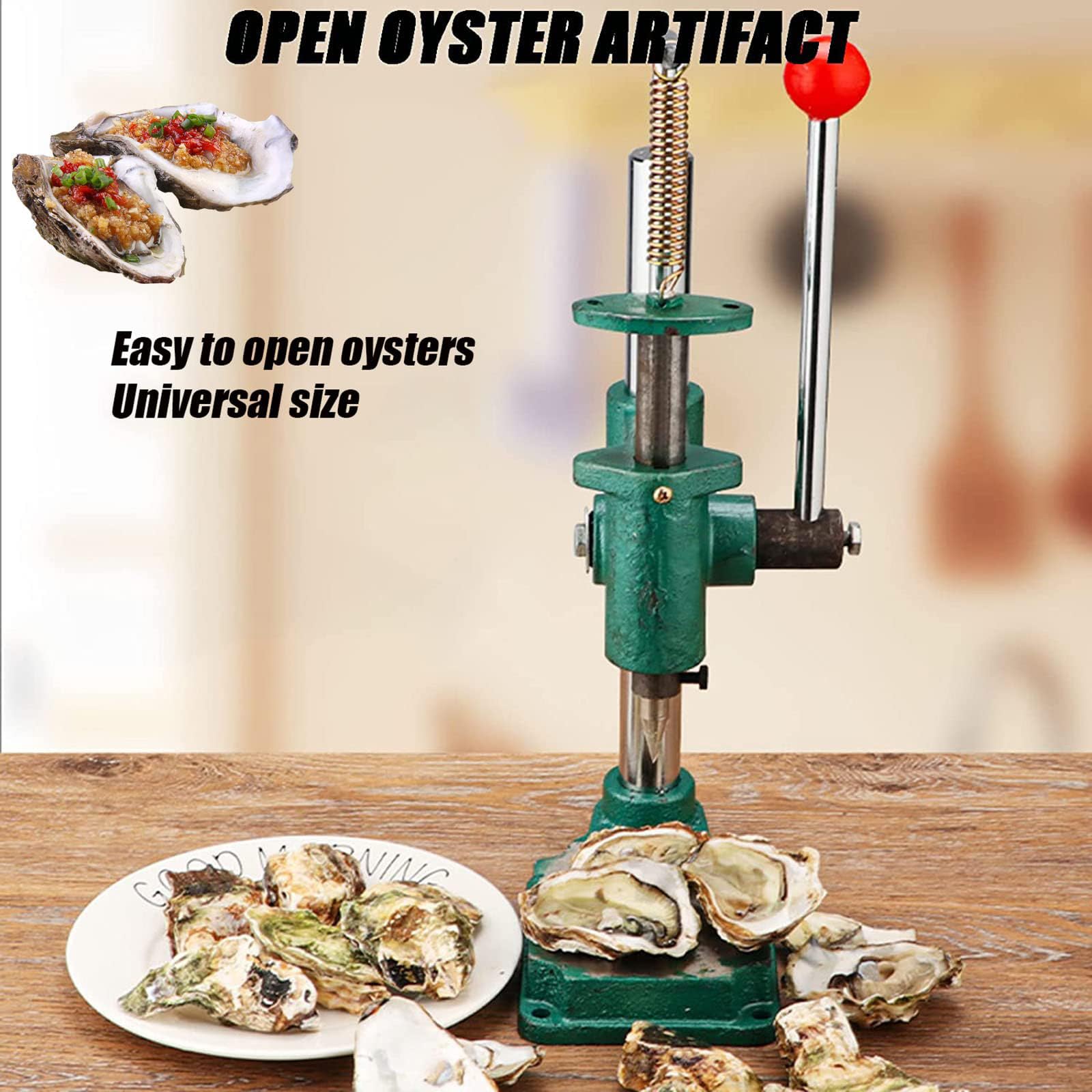 Juego de herramientas para batir ostras, abridor de mariscos de acero inoxidable con altura ajustable para apertura de almejas y vieiras en la cocina del hogar