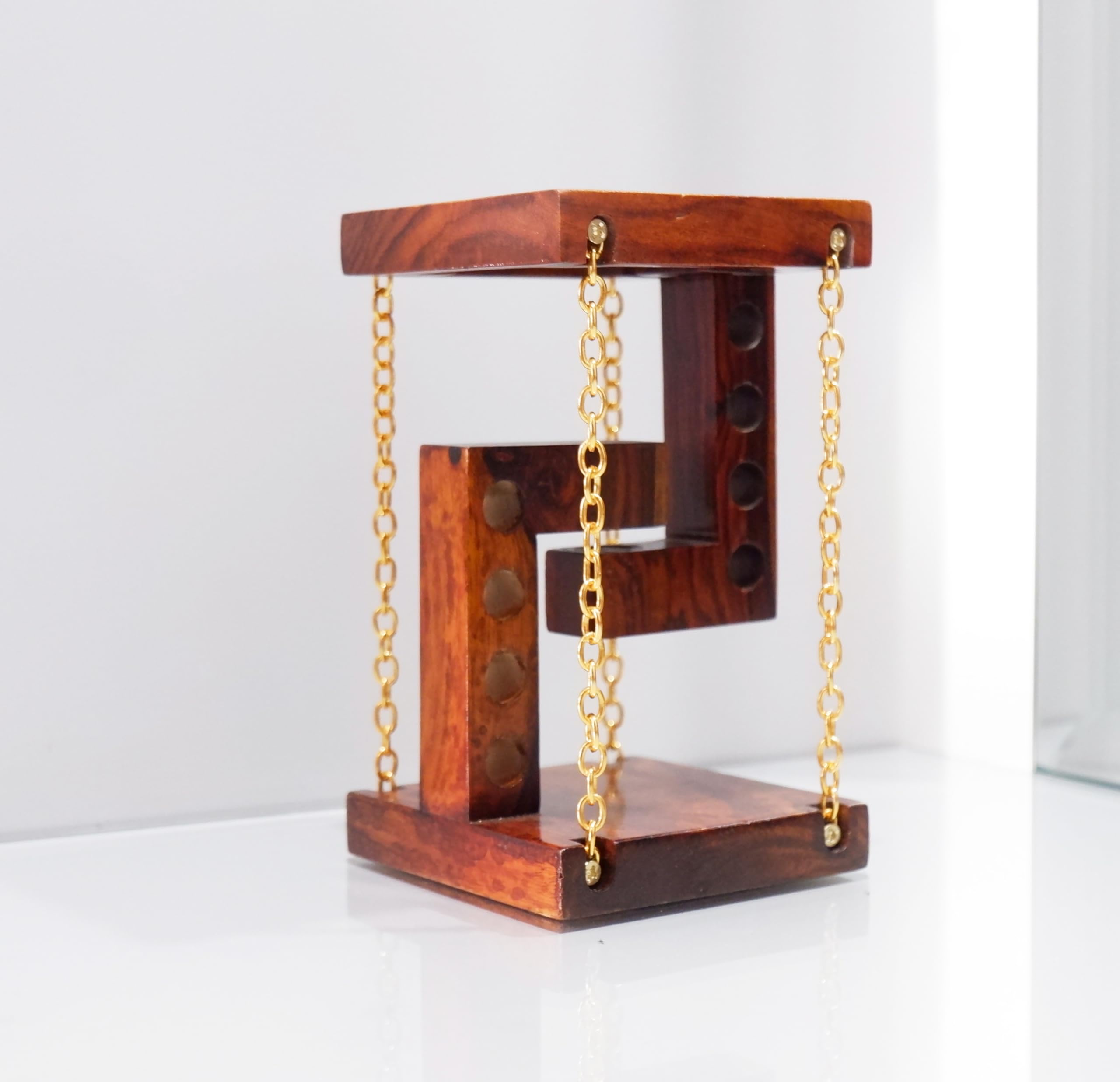 Tensegrity Diwali Gift for Home/Office Decor, Made with Solid Wood, Anti-Gravity, Magnetic Floating Gap, Table Top, Vintage Brown Surface