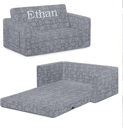 Serta Perfect Sleeper - Sofá convertible extra ancho personalizado a tumbona, cómodo sofá abierto 2 en 1 para niños, gris