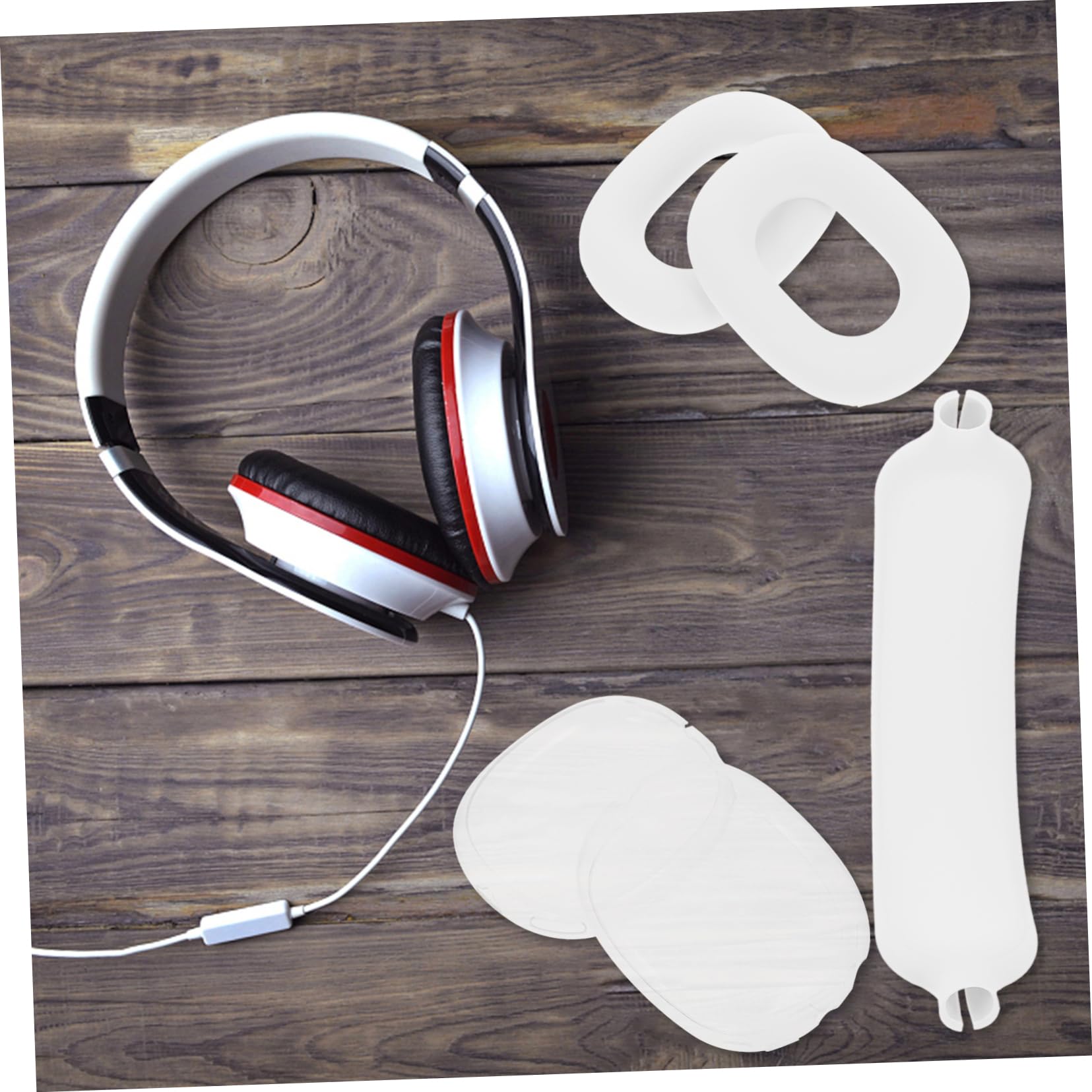 HOMSFOU 5juegos Almohadillas De Repuesto para Auriculares Cubierta De Diadema y Almohadillas De Oído Materiales PE Color Transparente Seguro y Confortable