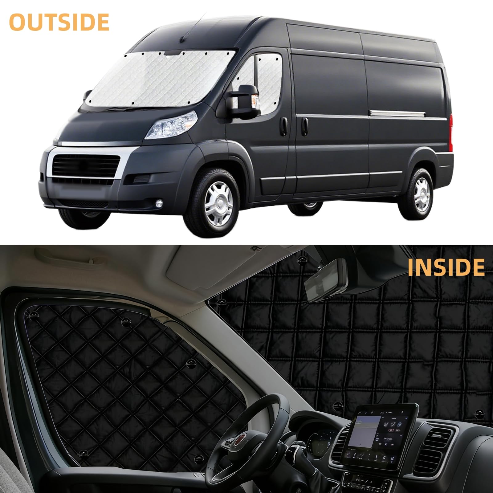 3 sztuki osłony przedniej szyby do Fiat Ducato, osłona przedniego ekranu, okna termicznego, wewnętrzne, ochrona prywatności, ochrona przed promieniowaniem UV, do Peugeot Boxer Citroen Jumper