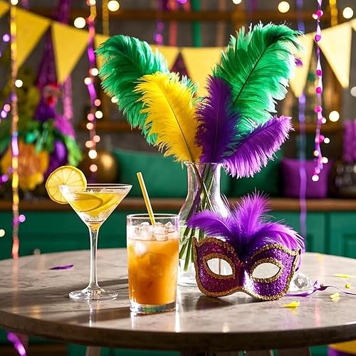 Miniatura 7 de THARAHT Plumas de avestruz verde, 24 piezas naturales a granel de 8-10 pulgadas de 20 a 9.8 in, para manualidades, bodas, fiestas, centros de mesa,