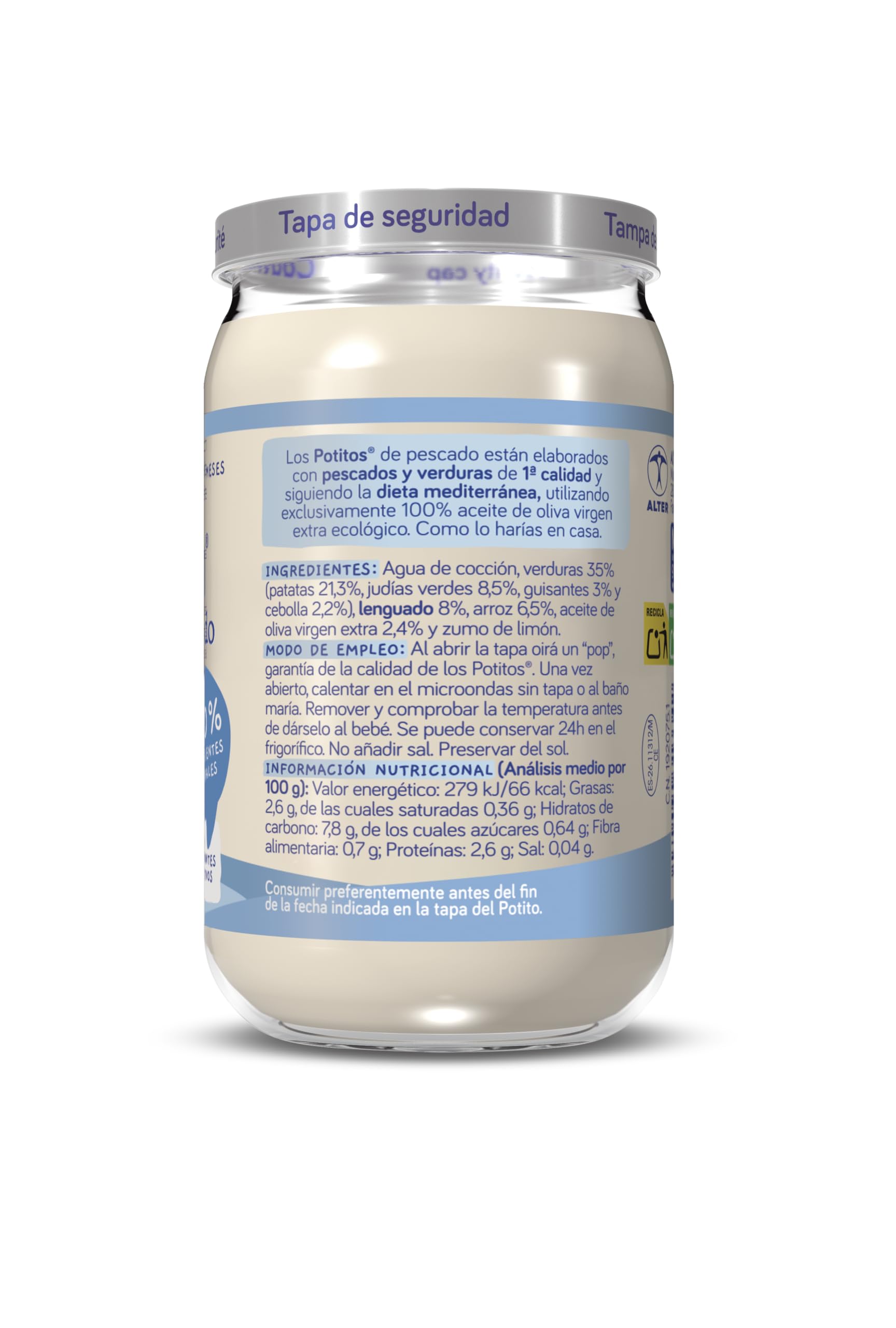 Nutribén Potitos De Verduritas con Lenguado Pack de 6 x 235 gr Desde los 6 meses
