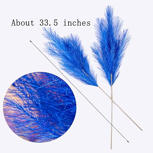 Miniatura 2 de UiiziC Hierba de Pampas Artificial 6 PCS 33.5"85cm Flores Artificiales Secas Esponjosas con Brillos Hierba Ascendente para Rellenos de Jarrones