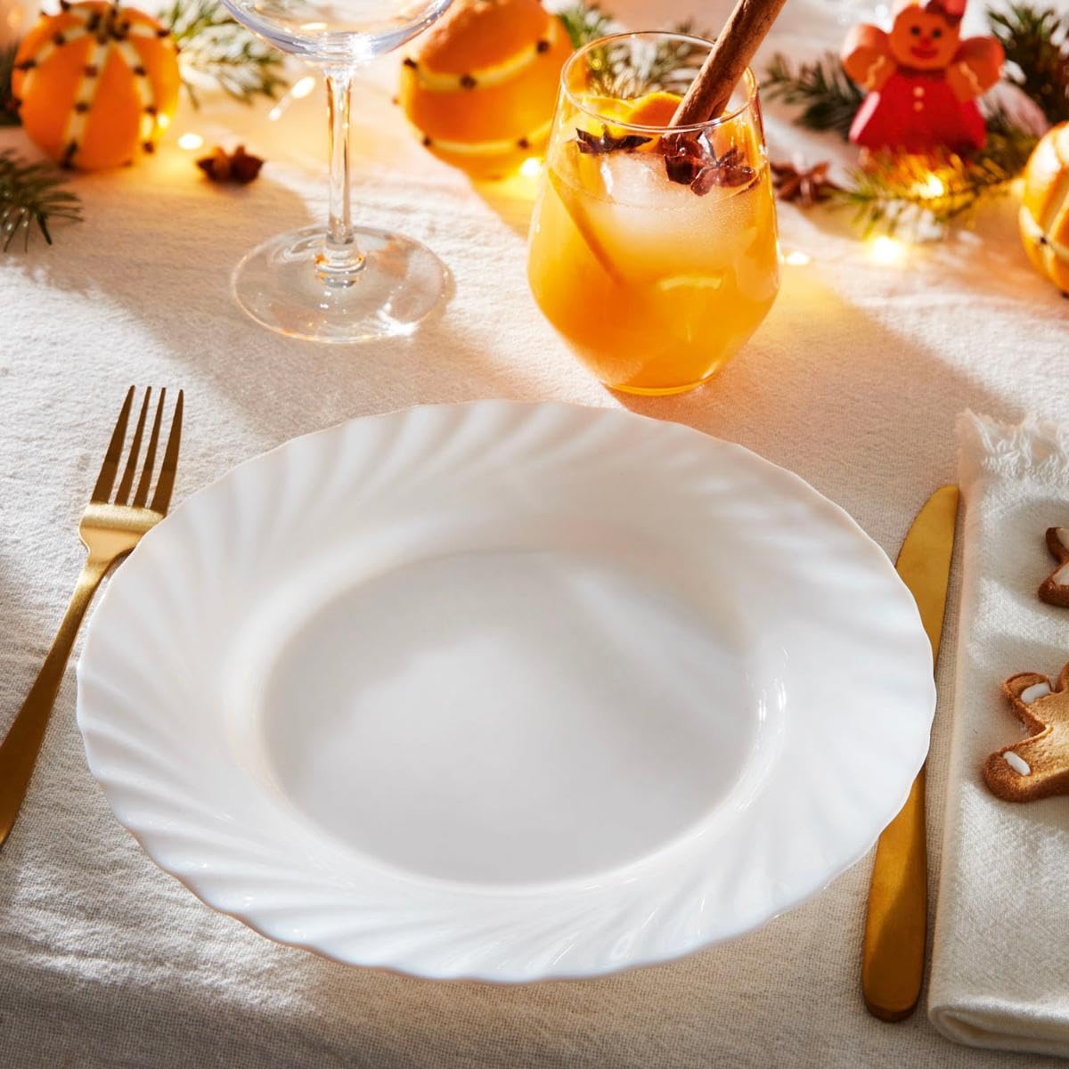 Porcelanowy zestaw obiadowy 19 sztuk Luminarc kuchnia zastawa stołowa serwis talerz ceramiczny