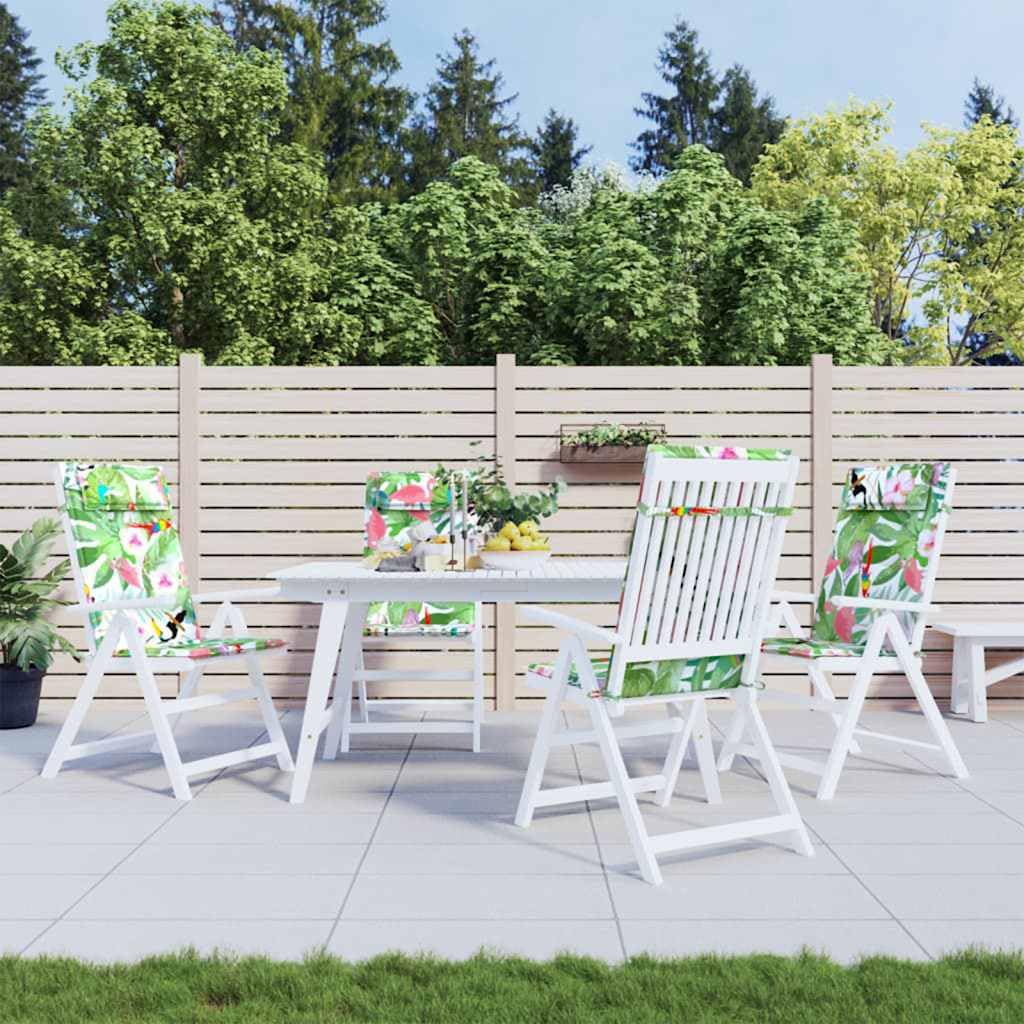 4er Set Hochlehner-Auflagen Mehrfarbig – Komfortable Gartenstuhlkissen 120x50x3 cm aus Oxford-Gewebe – Wasserabweisende Polsterauflagen mit Blumen-Motiv für Gartenstühle und Hochlehner
