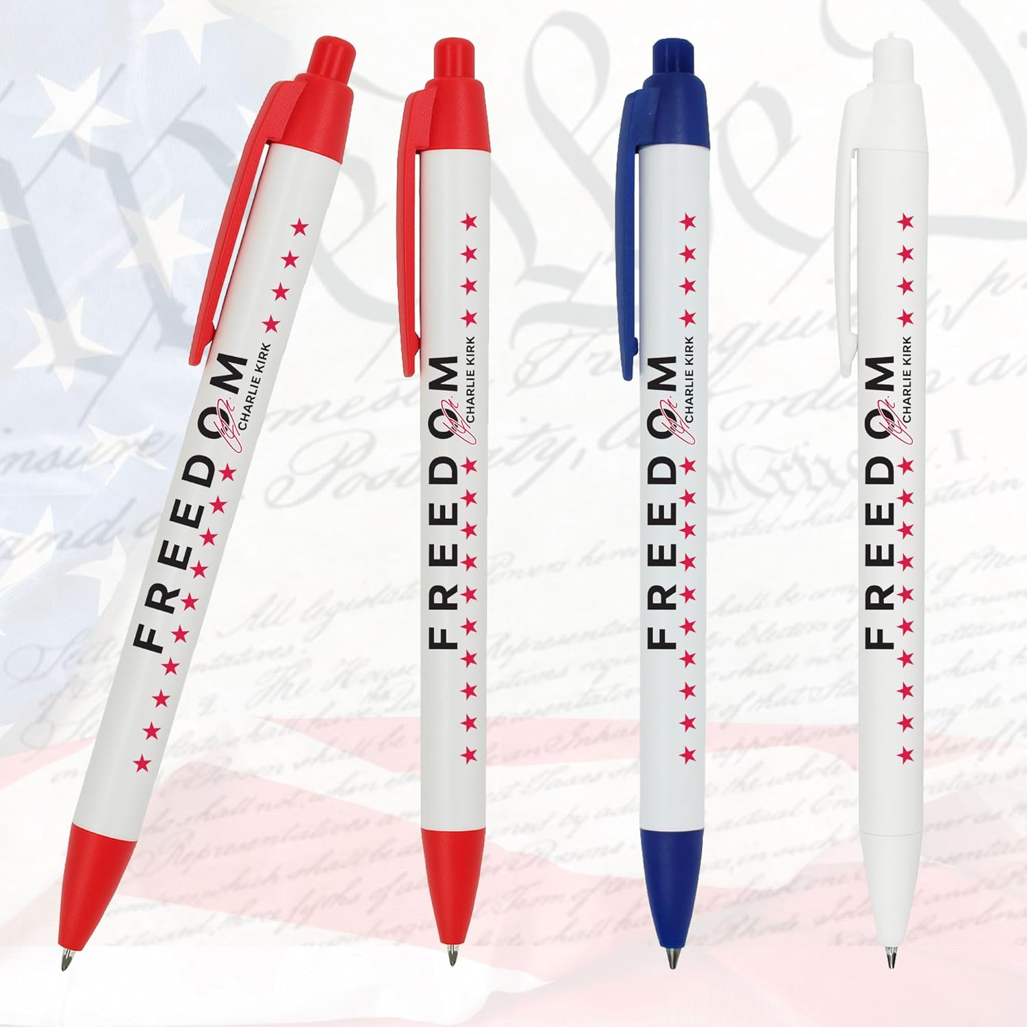 (20 Pack) Charlie Kirk Freedom Commemorative Pen – Long-Lasting Ink-assorted trim