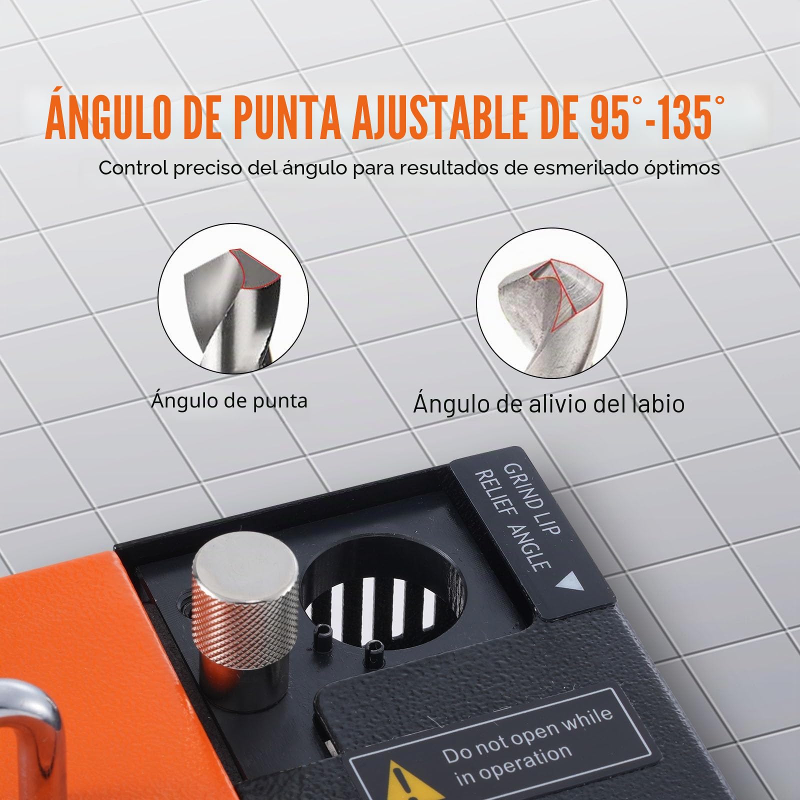 VEVOR Afilador de Brocas MR-13A Afilador de Fresas 3-13 mm Ángulo de Punta Ajustable de 95° a 135° Afilador Portátil 120 W 4500 rpm con 11 Abrazaderas, Muela CBN y SDC, 285x135x160 mm