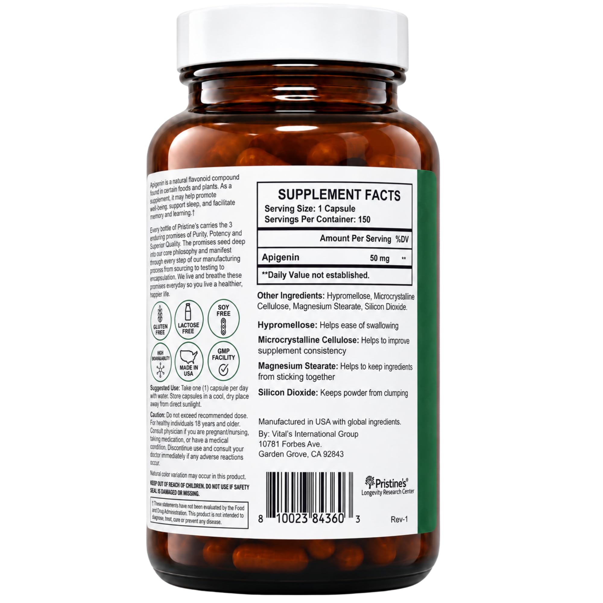 PRISTINE'S Apigenin 50mg Capsules, Apigenin Supplement for Sleep Support — Amazon image 9