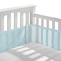 Vista 8 de BreathableBaby - Forro clásico de malla transpirable para cuna, color rosa claro