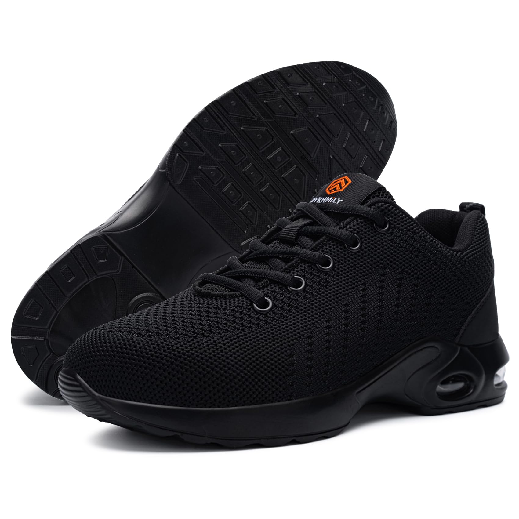 DYKHMILY Sicherheitsschuhe Damen Luftkissen Arbeitsschuhe Leicht Stahlkappenschuhe Sportlich Atmungsaktiv Dämpfung(Schwarz,40EU)