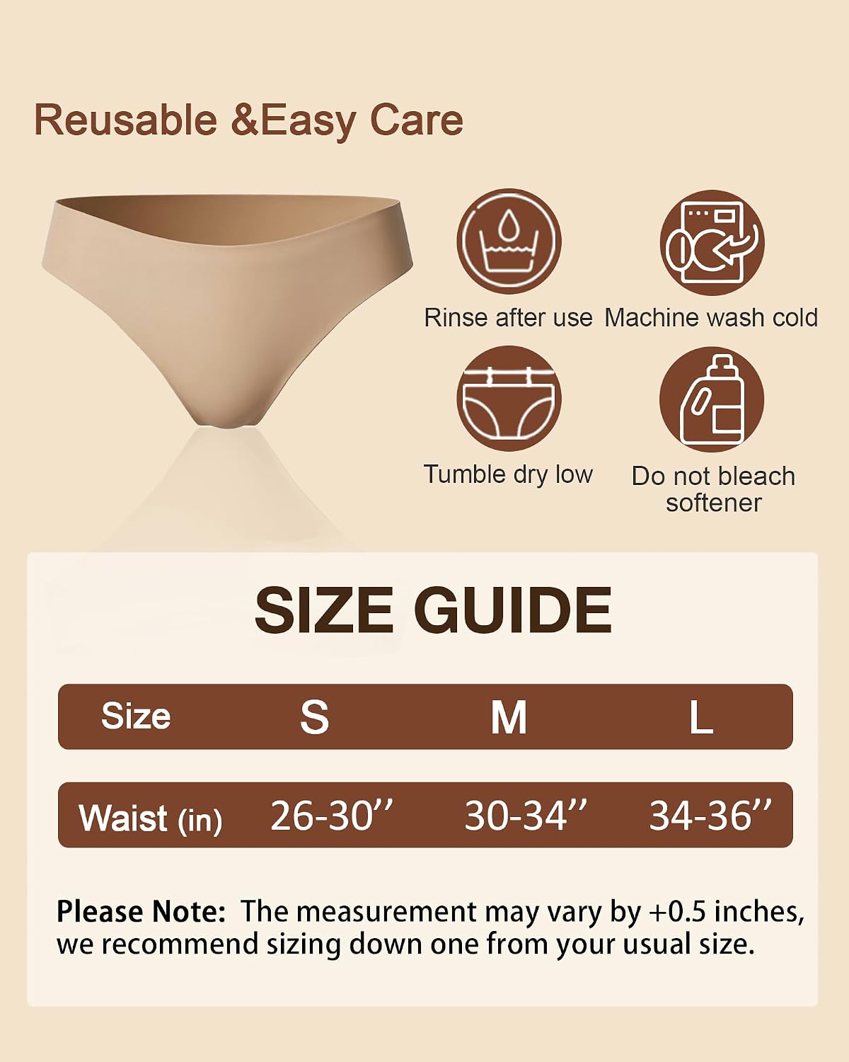 Battewa Seamless Women's Incontinence Underwear, Leak Proof Breathable Thongs Panties, 20ml Light Absorbency for Postpartum & Workout 5 Pack (S,Multicolor)
