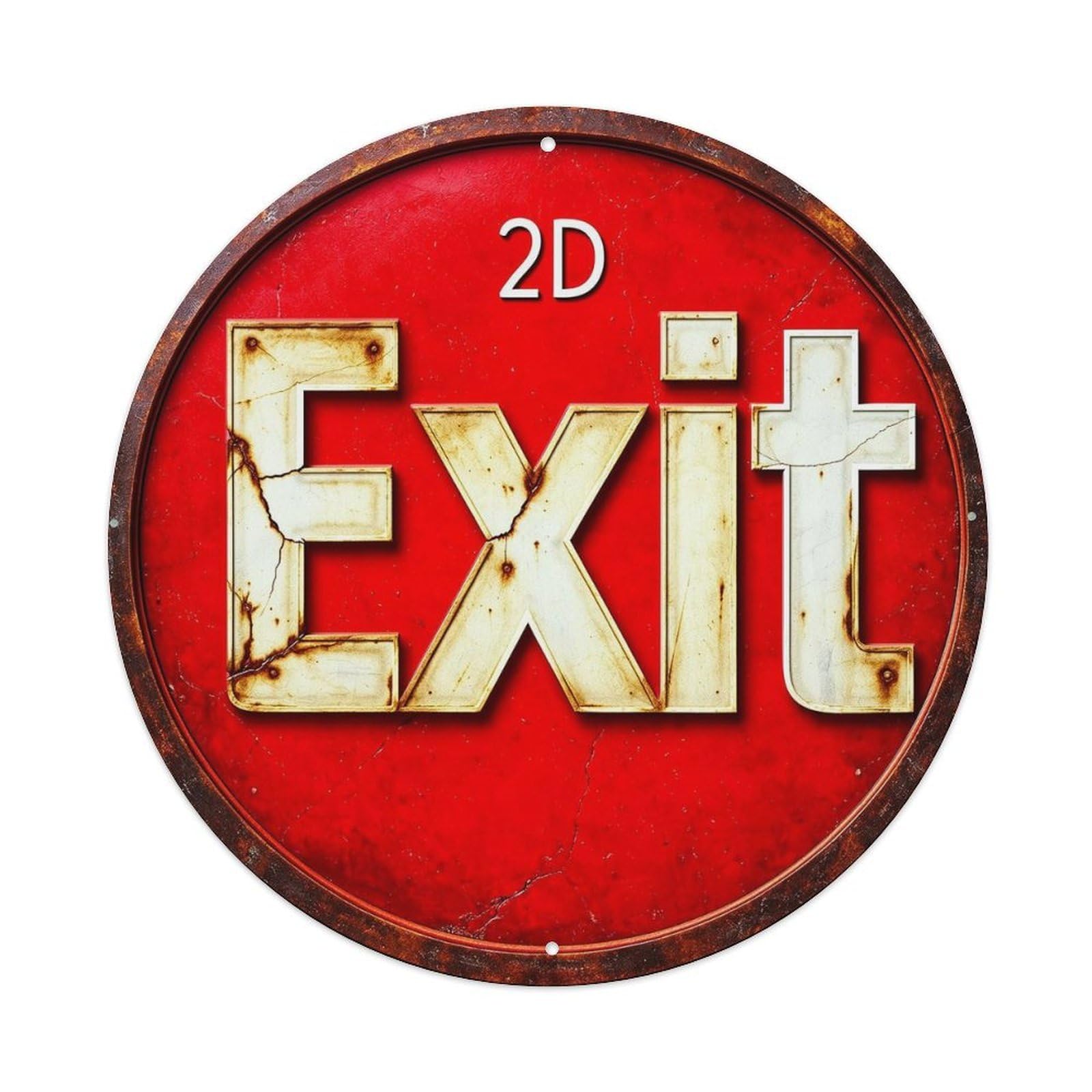 Jdyansheng Vintage Red Circular Exit Sign Design Tin Sign Metal Poster Metal Signs For Home Man Cave Bar Cafe Kitchen Laundry Room Wall Decorations 8X8 Inches