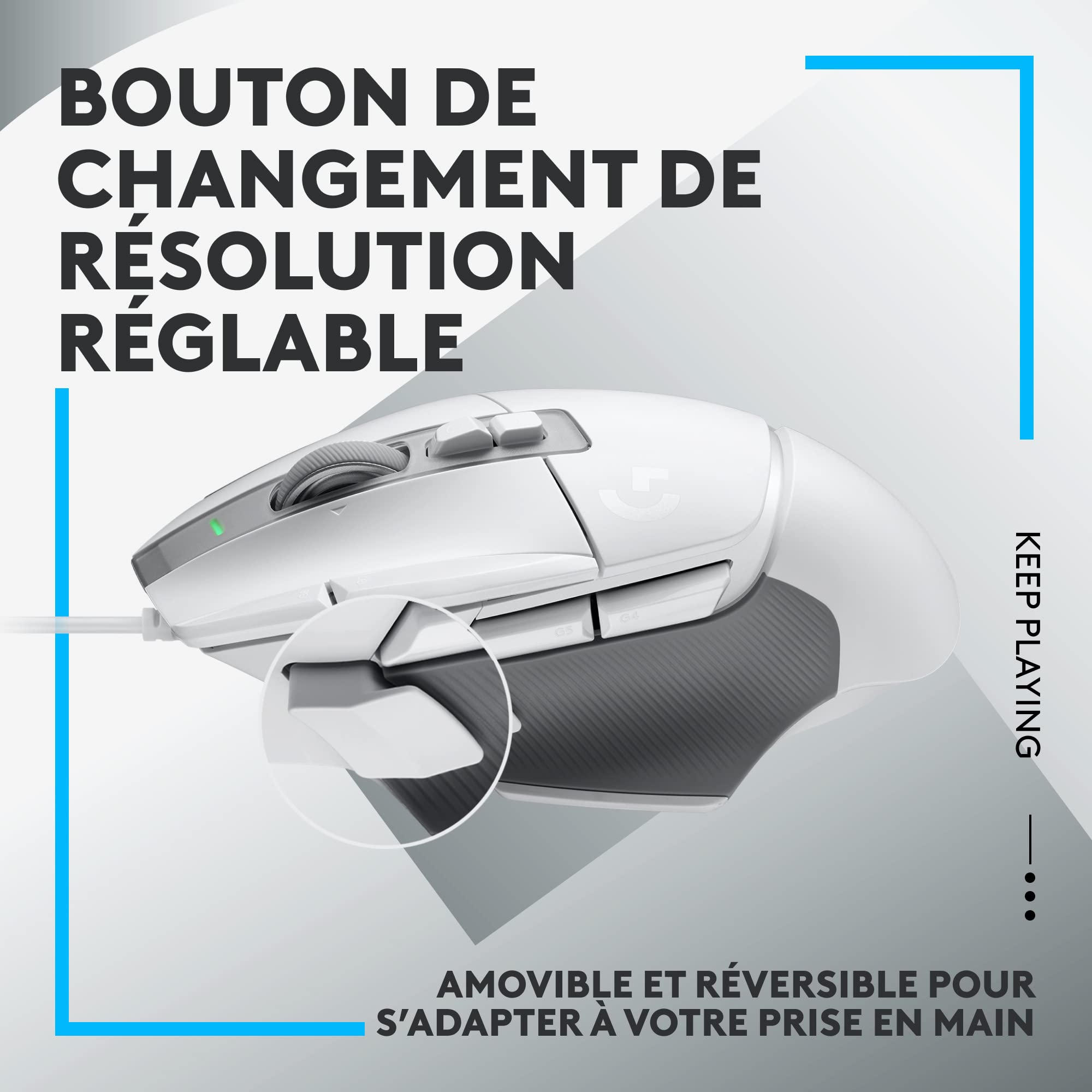 Logitech G G502 X Souris Gaming Filaire - LIGHTFORCE Boutons primaires Hybrides Optique-mécanique, capteur Gaming Hero 25K, Compatible avec PC - macOS/Windows - Blanc