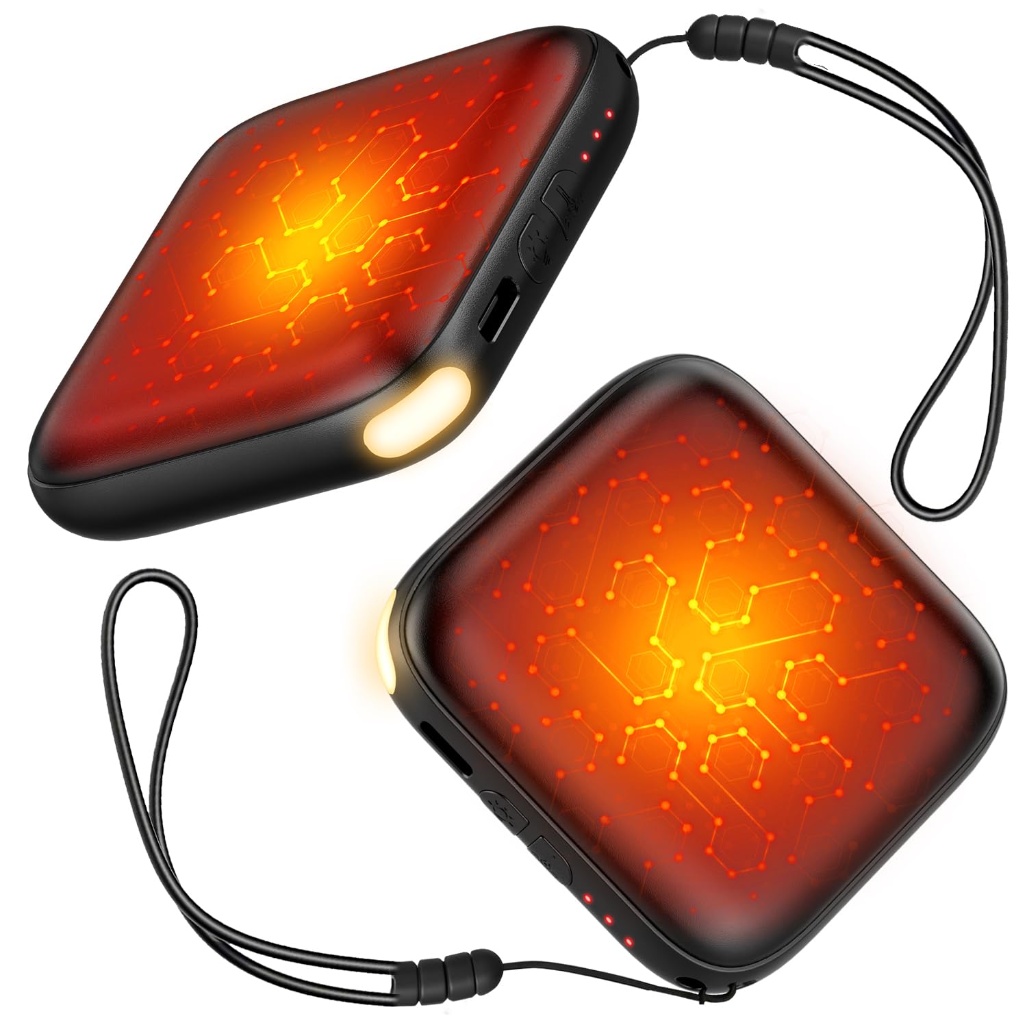 Hand Warmers Rechargeable 2 Pack - 6000mAh 3-Temp Fast Heating Electric Hand Warmers with LED Light, UL Certified Portable Pocket Heater, Hunting Essentials, Gifts for Christmas Men Women Teens(Black)