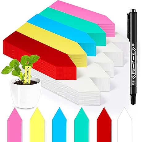 Essential 200-Pack Waterproof Plant Markers with Permanent Marking Pen