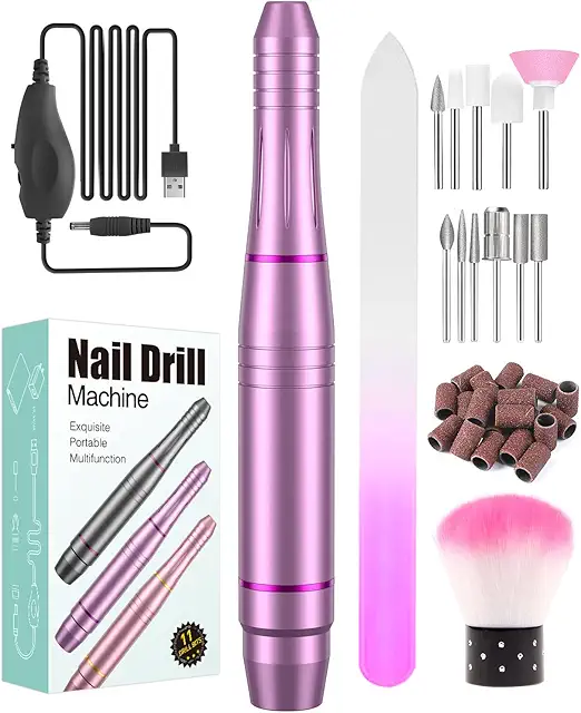 Electric Nail File for Acrylic, Gel & Natural Nails - 20,000RPM Adjustable Speed