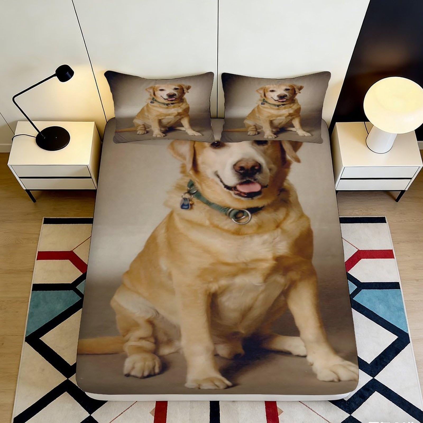 Pnayamiorkfel Style-9 3D Printed Labrador Dog Fitted Sheet Microfiber Soft Anti-Slip Bed Cover For Bedroom Guest Room Decor Easy Care 90X200x25cm