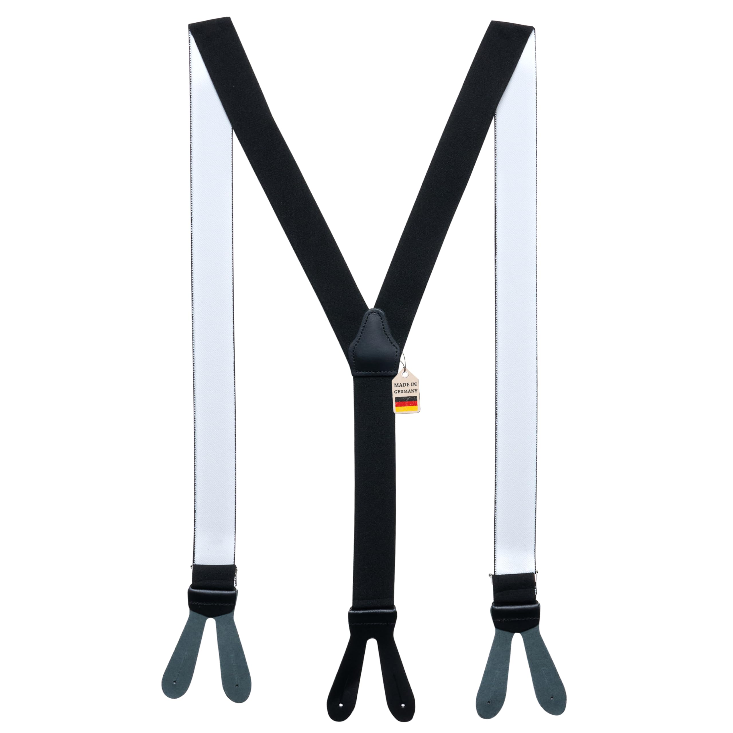 Elegant Braces 3.5 cm X-Shape with Button Closure Adjustable for Men and Women, Without Clips, Suit Braces for Buttoning with 6 Buttonhole Suspender, black, extra breit