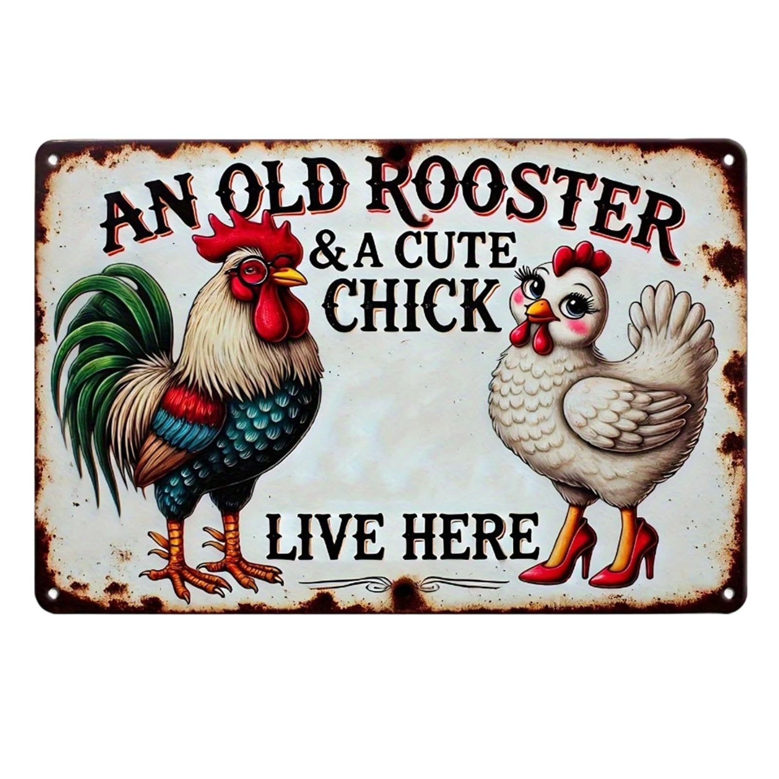 Nucelit Handcrafted Farmhouses Theme Tin Sign Wall Decors Countrysides Animal Art Iron Painting Hanging Plaques for Garden Farm Animal Wall Decors Iron Painting