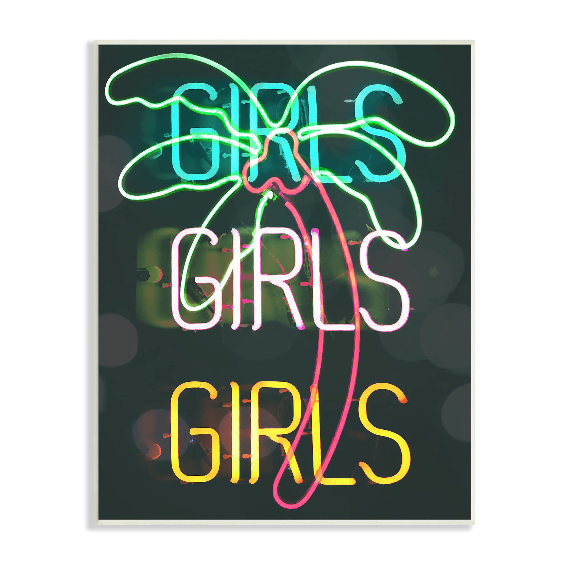 Stupell Industries Girls Neon Style Palm Tree Tropical Design, Design by Daphne Polselli