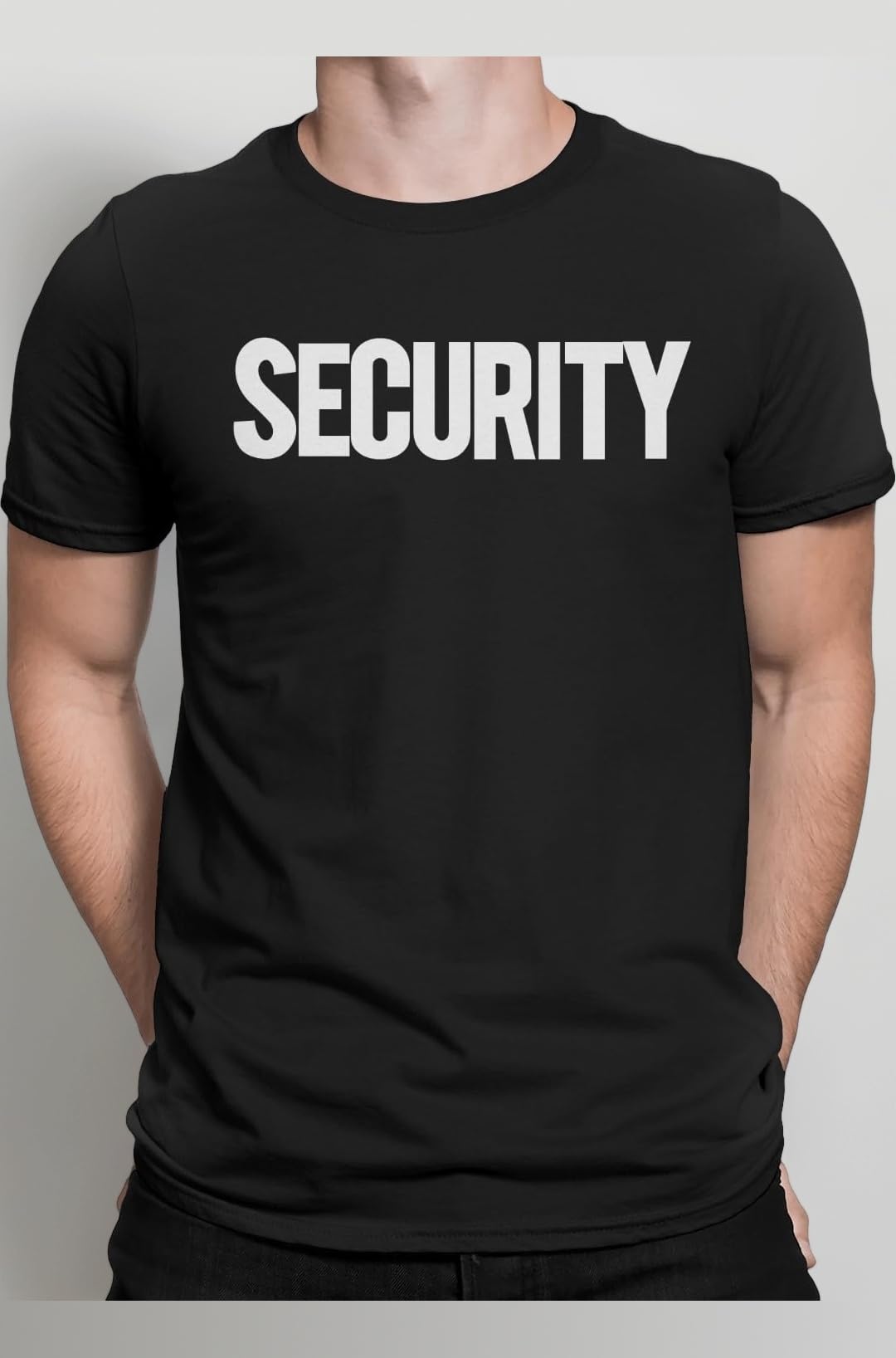 Security T-Shirt Front Back Print Mens Tee Staff Event Uniform Bouncer Screen Printed