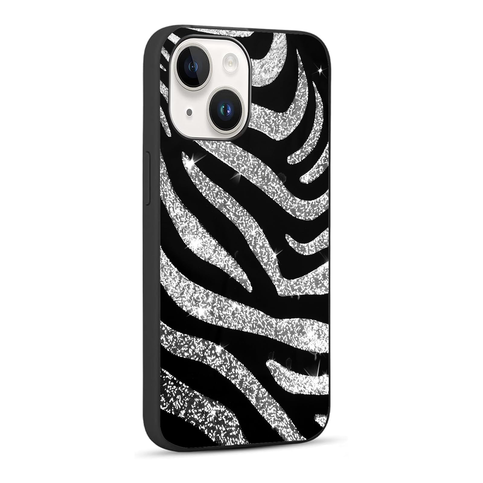 SHDYQXSB Compatible with iPhone 13 Case, Glamorous Glittering Zebra Stripes Slim Soft TPU Shockproof Protection Case