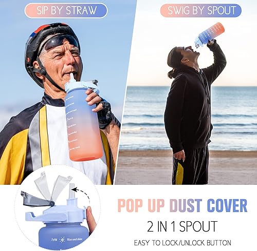 Miniatura 4 de Botella de agua deportiva con marcas de tiempo y pajita