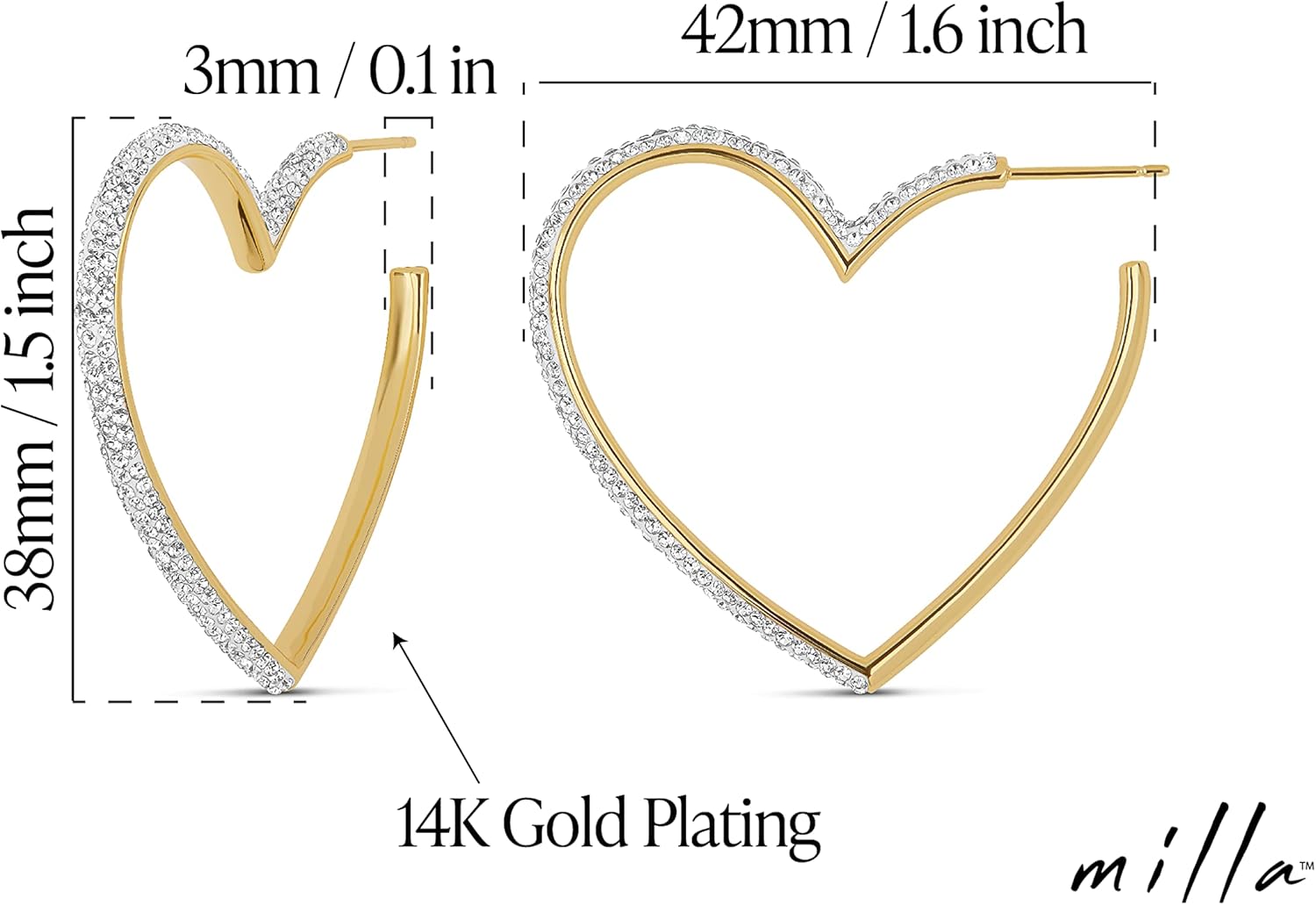 MILLA Heart Hoop Earrings - Silver & Gold Heart Earrings For Women, Ideal Gifts for Girlfriend or Cute Valentines Day Gifts For Her - Image 3