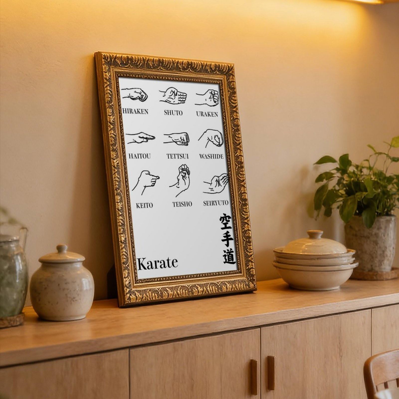 Poster di karate, arti marziali con tecniche di pugno, poster su tela, decorazione artistica da parete per soggiorno e camera da letto, 30,5 cm di lunghezza x 45,7 cm di larghezza