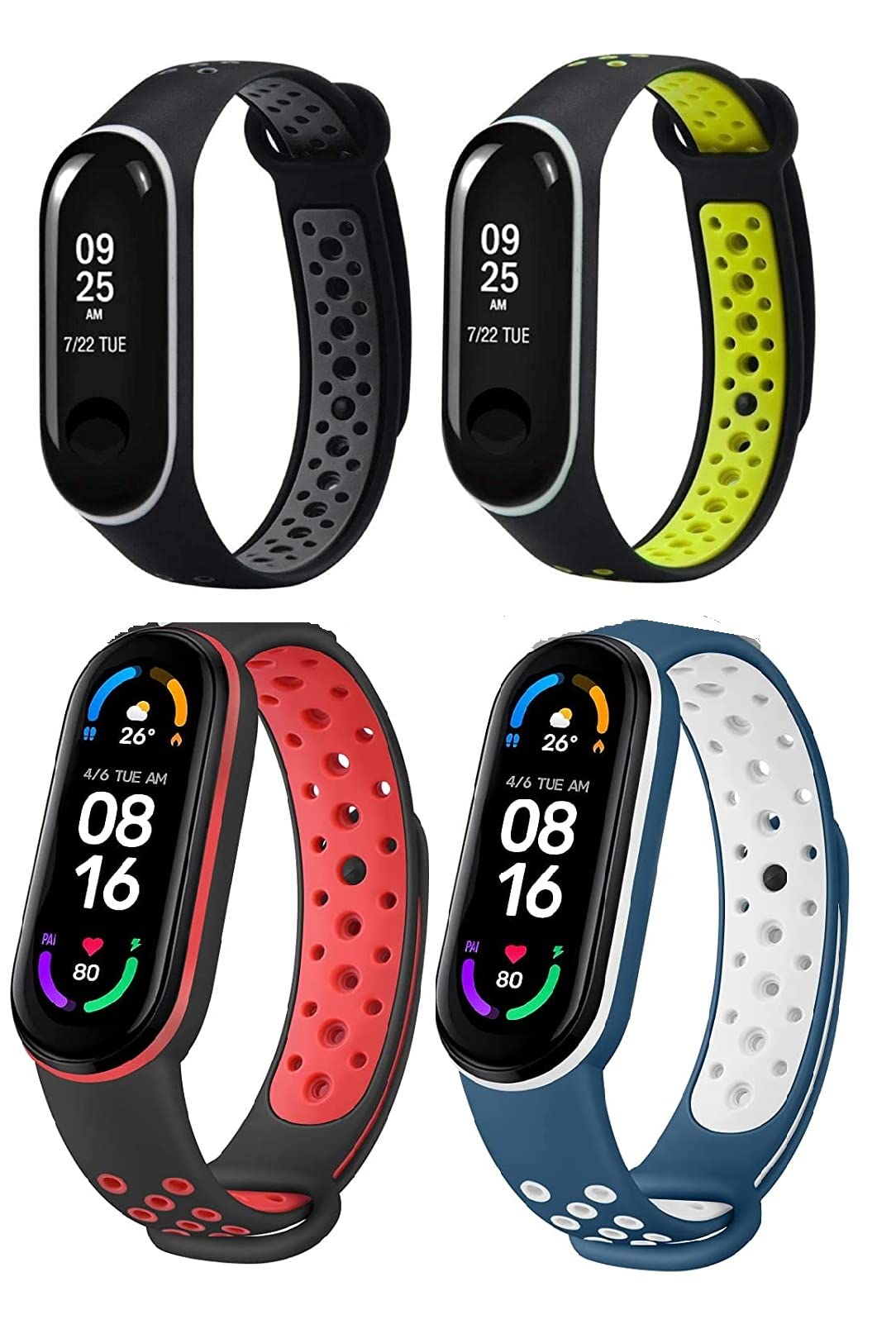 MYVN Adjustable Stylish Mi Band Soft 5 Watch Combo Soft Silicone Strap Belt Band Bracelet - Pack of 4 - (Grey,Blue,Orange,Green) Only For Mi Band 5 and Band 6 (B09L6GP78S) Amazon Price History, Amazon Price Tracker