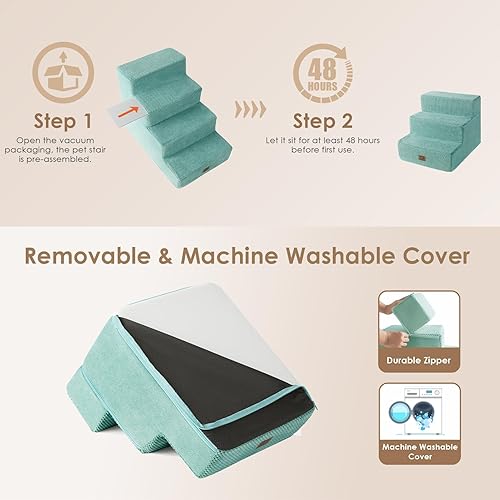 Miniatura 6 de EHEYCIGA Escaleras para perros pequeños de 13.5 pulgadas de alto, escalones para perros de 3 escalones para sofá y silla, escalones para mascotas