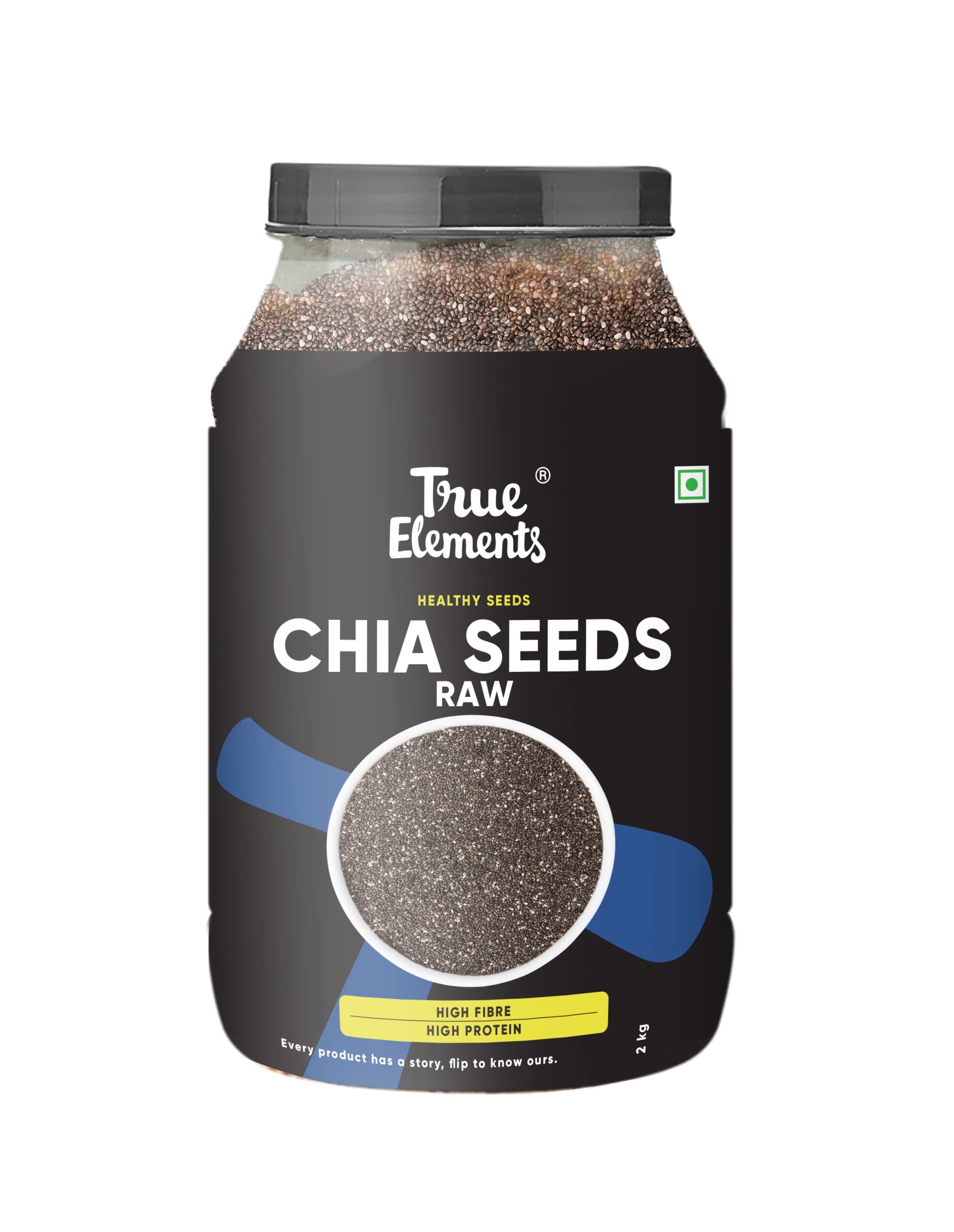 True Elements Chia Seeds 2kg - Raw Seeds for Eating | Chia seeds | Non GMO | Seeds for Weight Management | Diet Food | Rich in Fibre and Calcuim