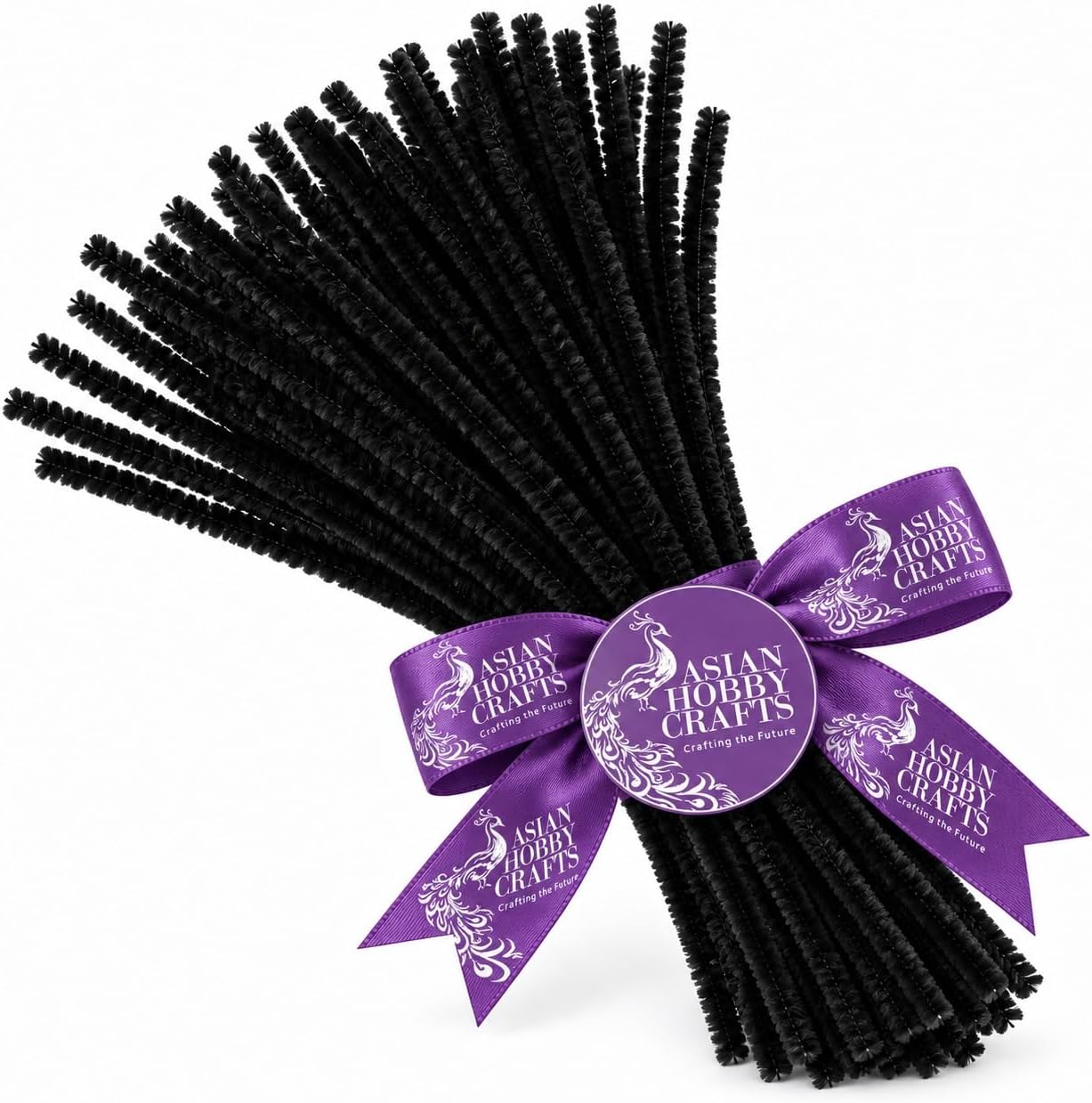 Asian Hobby Crafts 100 Pcs Black Pipe Cleaners for DIY Craft Flowers – Fuzzy Chenille Stems & Fluffy Sticks for Arts & Crafts, Creative School Projects, Kids Craft Supplies, Home & Party Decor