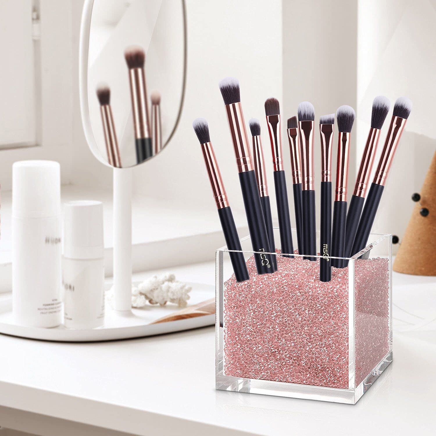 MSQ Juego de cepillos para maquillaje de ojos 12 cepillos para maquillaje | cepillo de poliuretano para sombra de ojos mezcla juego para arrugas