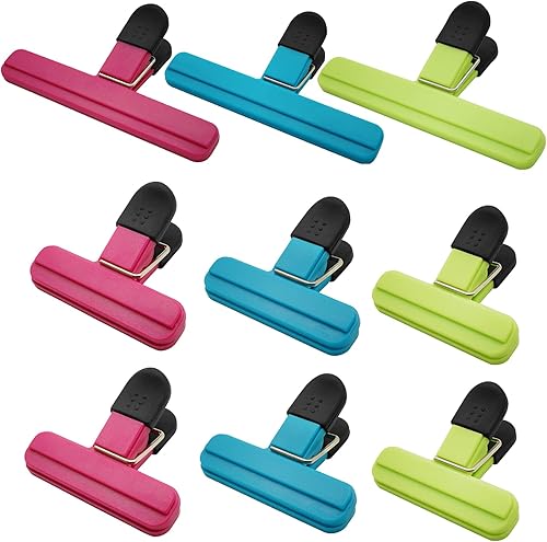 Miniatura 1 de Clips para bolsas de chips, 9 unidades, herméticos, resistentes y resistentes clips de plástico para almacenamiento de alimentos, clips de bolsas de
