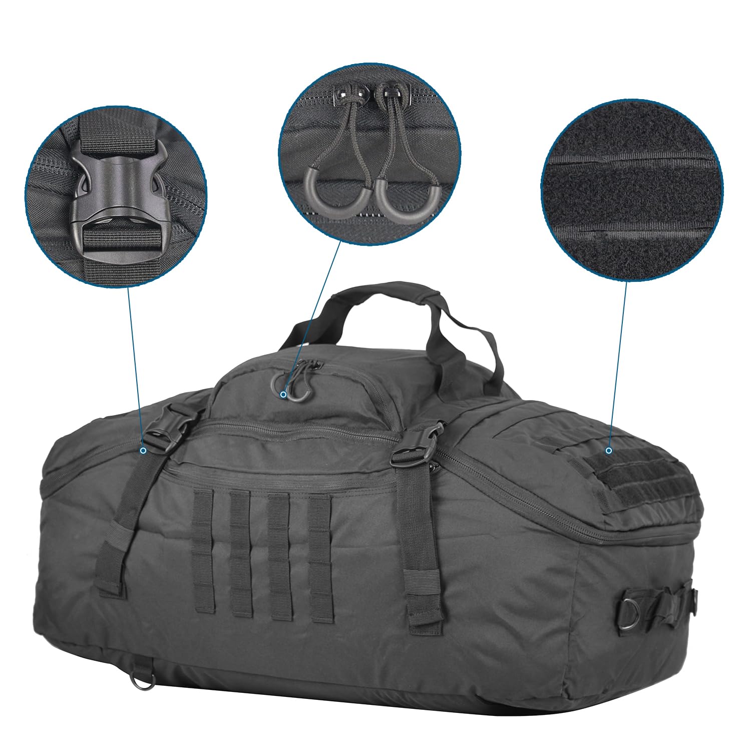 Zaino da palestra per gli uomini Sport Gym Bag Duffel Bag con tre modi di trasporto, Nero - 60 l, 60 L, Zaino da palestra per uomo borsone sportivo borsa da palestra