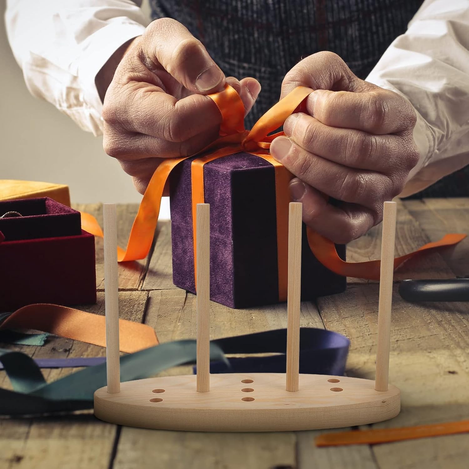 SEWACC Bowknot Making Tool DIY Bows for Presents Wooden Bow Maker Party Decorations Craft Accessory