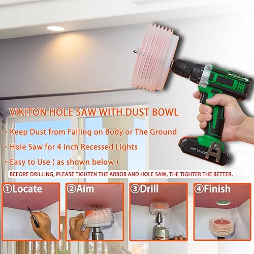 Miniatura 2 de Recipiente de polvo para sierra de 4.25 agujeros para iluminación empotrada de 4 pulgadas, sierra de agujero de 4-14 pulgadas, captura de polvo para