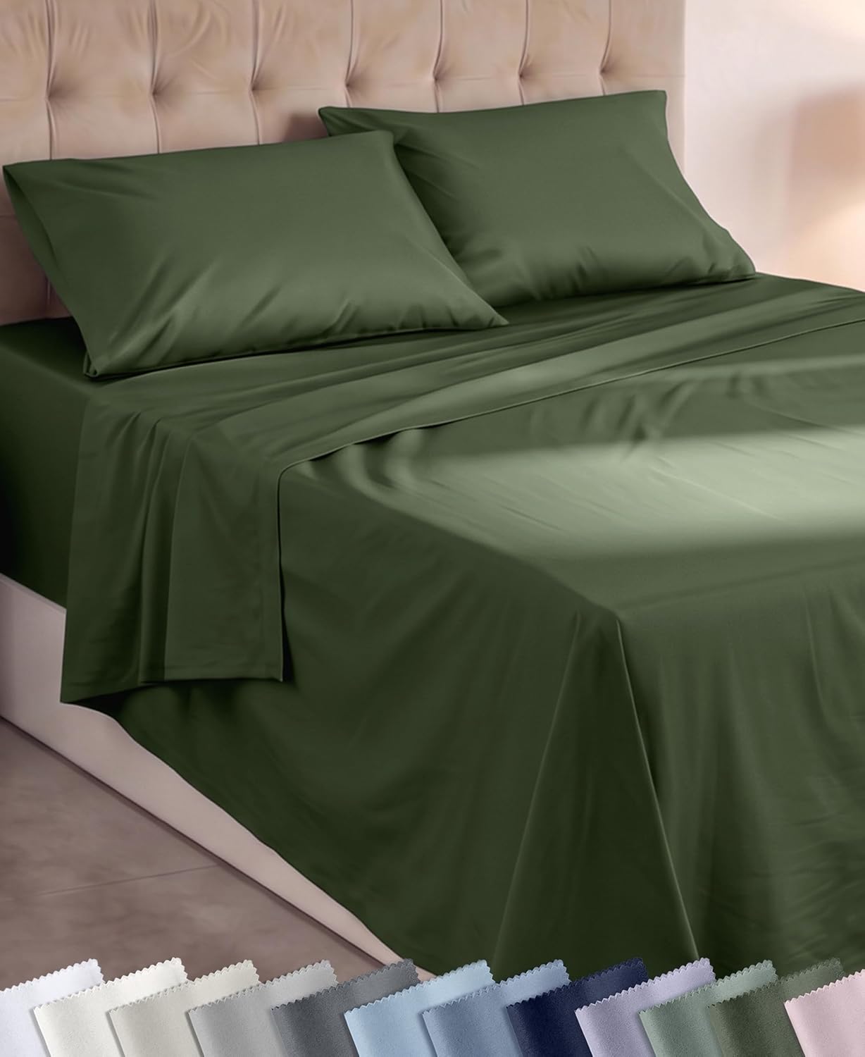 Soft 100% Cotton Full Size Bed Sheets, 4 Pc Set, White