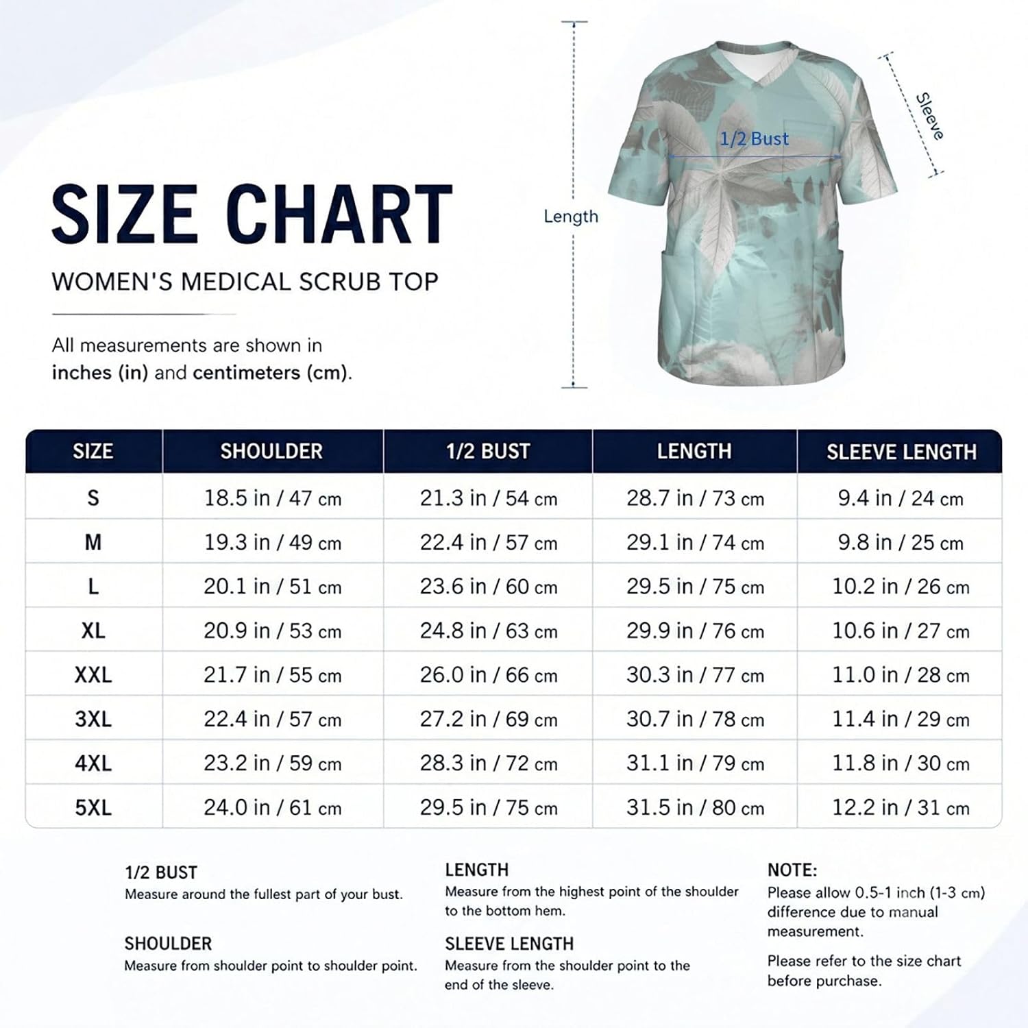 Professional Scrub Tops for Men, Classic V-Neck Workwear with 3 Pockets