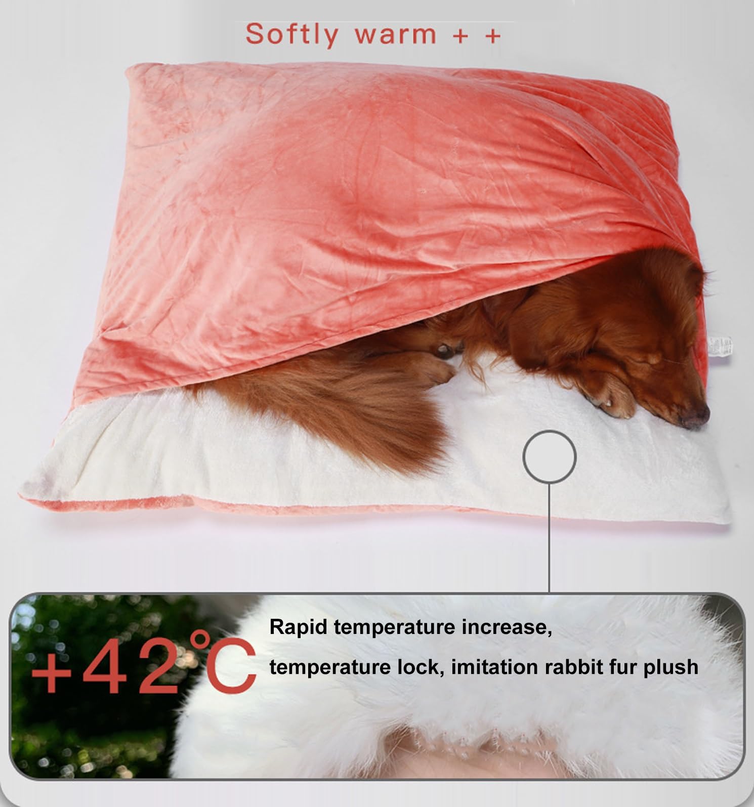 Cama Calmante Ortopédica Con Manta y Capucha Para Perro/Gato, Saco de Dormir Extraíble y Lavable, Suave Fuzzy Cómoda Sofá Para Mascotas Pequeñas y Medianas (Beige, 100x75x)