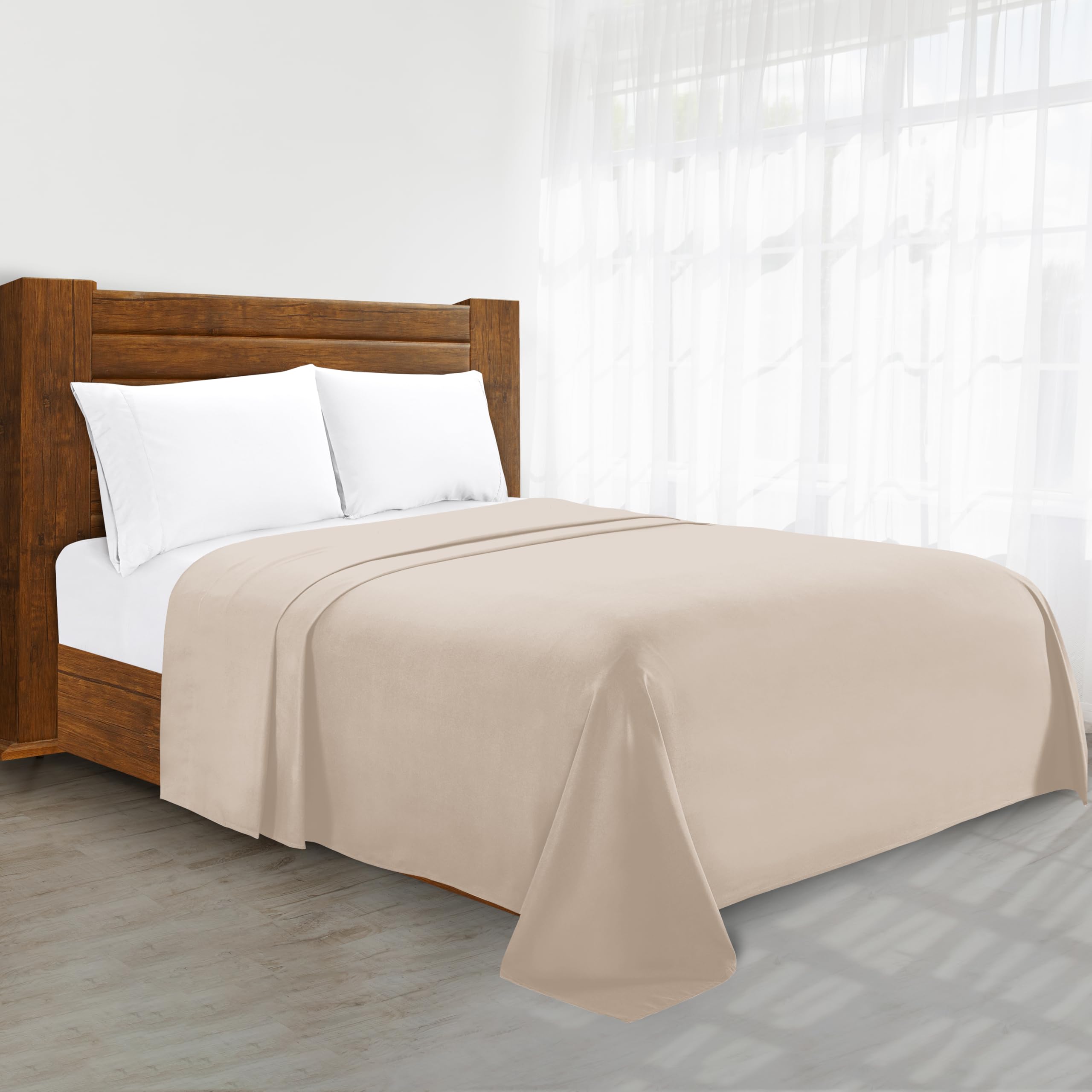 Luxury Flat Sheet on Amazon Elegant Comfort Wrinkle-Free 1500 Premier Hotel Quality 1-Piece Flat Sheet, King Size, Cream