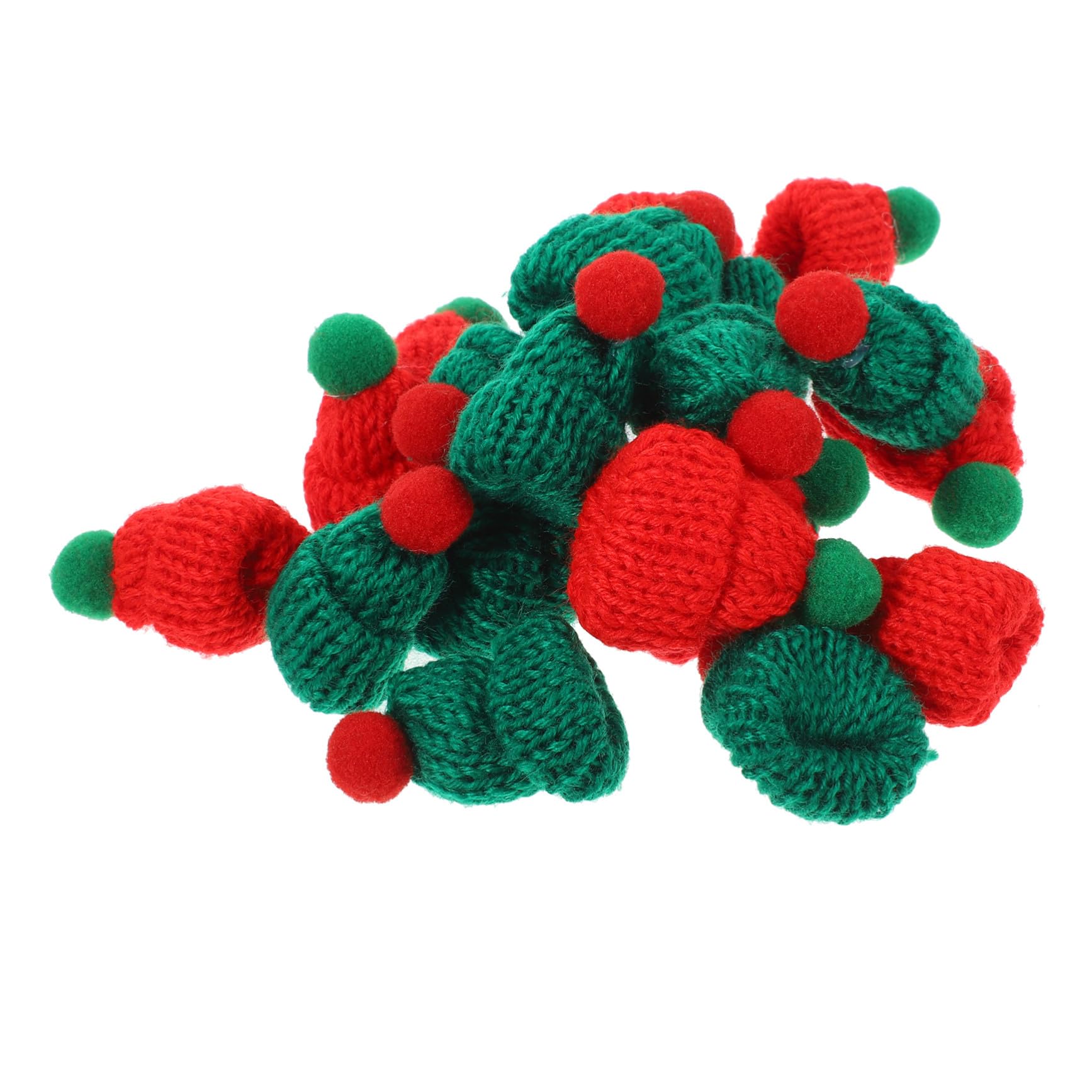 20 Pièces Lot de Bonnets de Noël Tricotés pour Décoration Festive Accessoires DIY pour Bouteilles de Sapins et Créations Artisanales Rouge et Vert