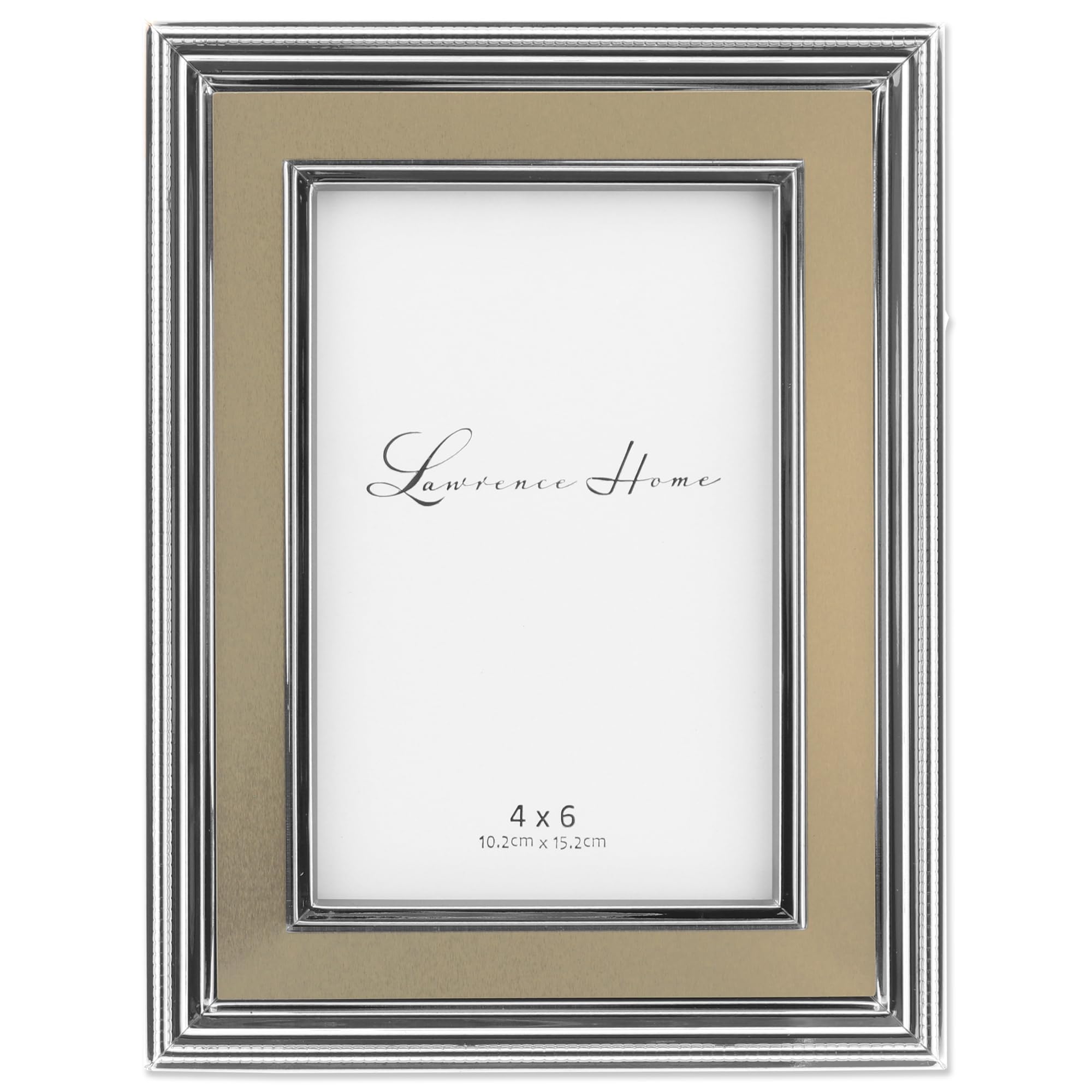 4 by 6-Inch Silver Plated Metal Picture Frame, Brushed Gold Inner Panel