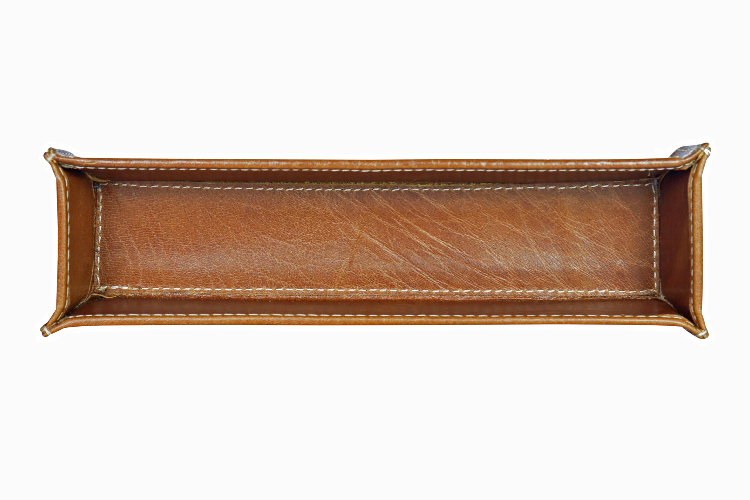 Alpenleder Stifteschale - Modell: ZENTA (Handgefertigt) - Nachhaltiges Bio-Leder aus regionaler Landwirtschaft | Stifteköcher leder *Fair Produziert* (19x4cm) (Cognac)
