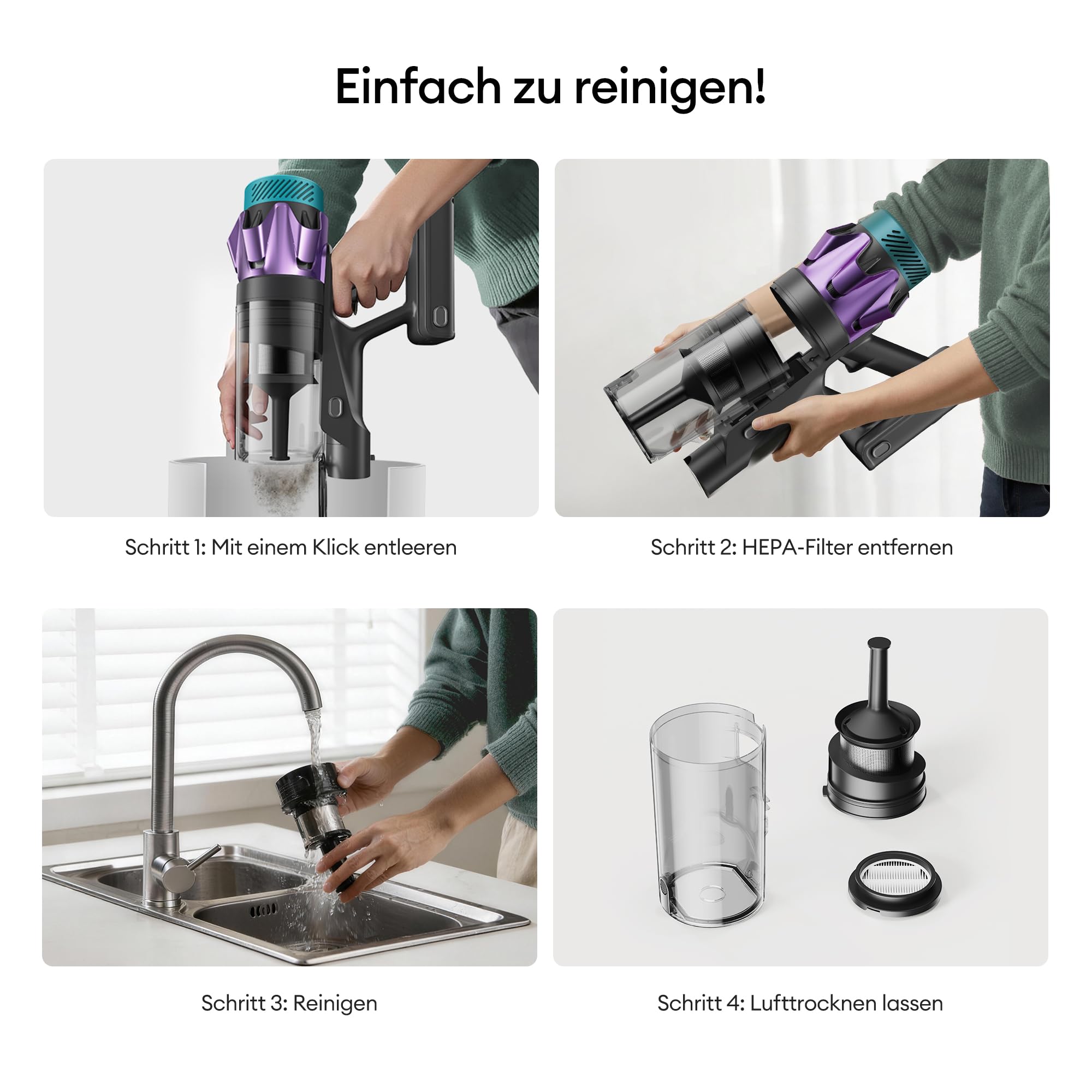 Ultenic Akku Staubsauger 55000Pa/600W/80Min, 1,6L Staubsauger Kabellos mit Multi-Zyklon-Filtration, Touchscreen, Anti-Tangle-Bürste, Wandladestation, Selbststehend，für Tierhaare/Teppiche/Hartböden,Rot