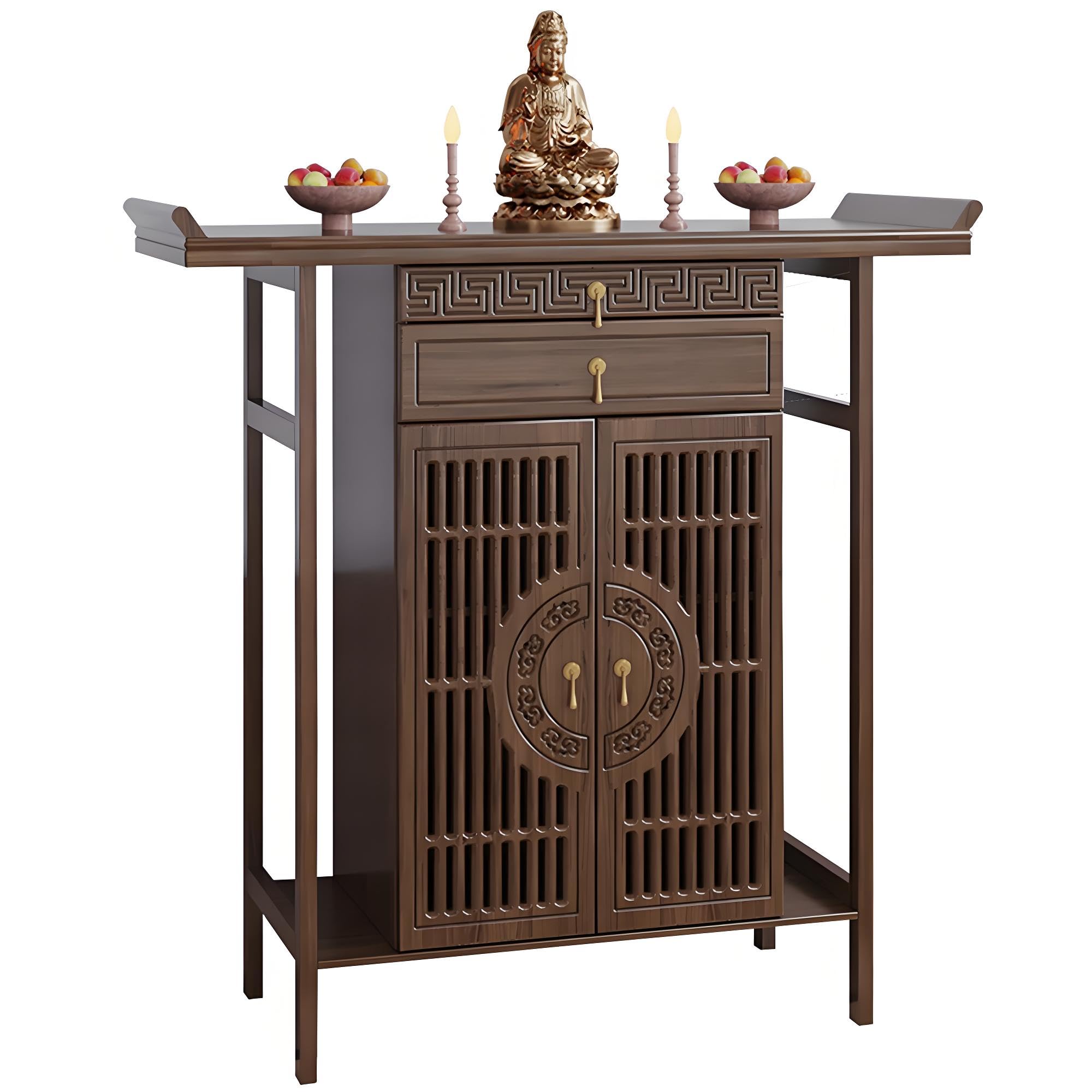 CANYIHB Meditation Shrine Buddhist Altar Table - Buddha Pooja Spiritual Prayer for Saints at Home Greek Altar Catholic Loved Ones Ancestral Counter
