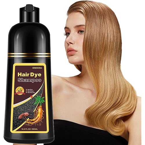 Natural Blonde Brown 3-IN-1 Golden Hair Dye Shampoo 500ml, Colors in 10-15 Mins, 100% Coverage for All Hair Types (Blonde Brown)