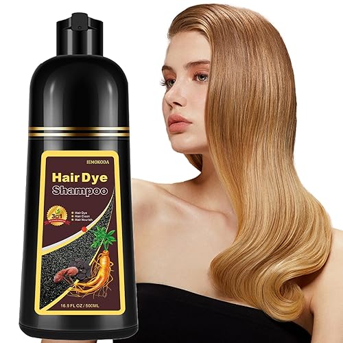 Champú de color marrón rubio natural de 16.9 fl oz, champú de tinte de cabello 3 en 1, champú de tinte dorado para hombres y mujeres, colores en